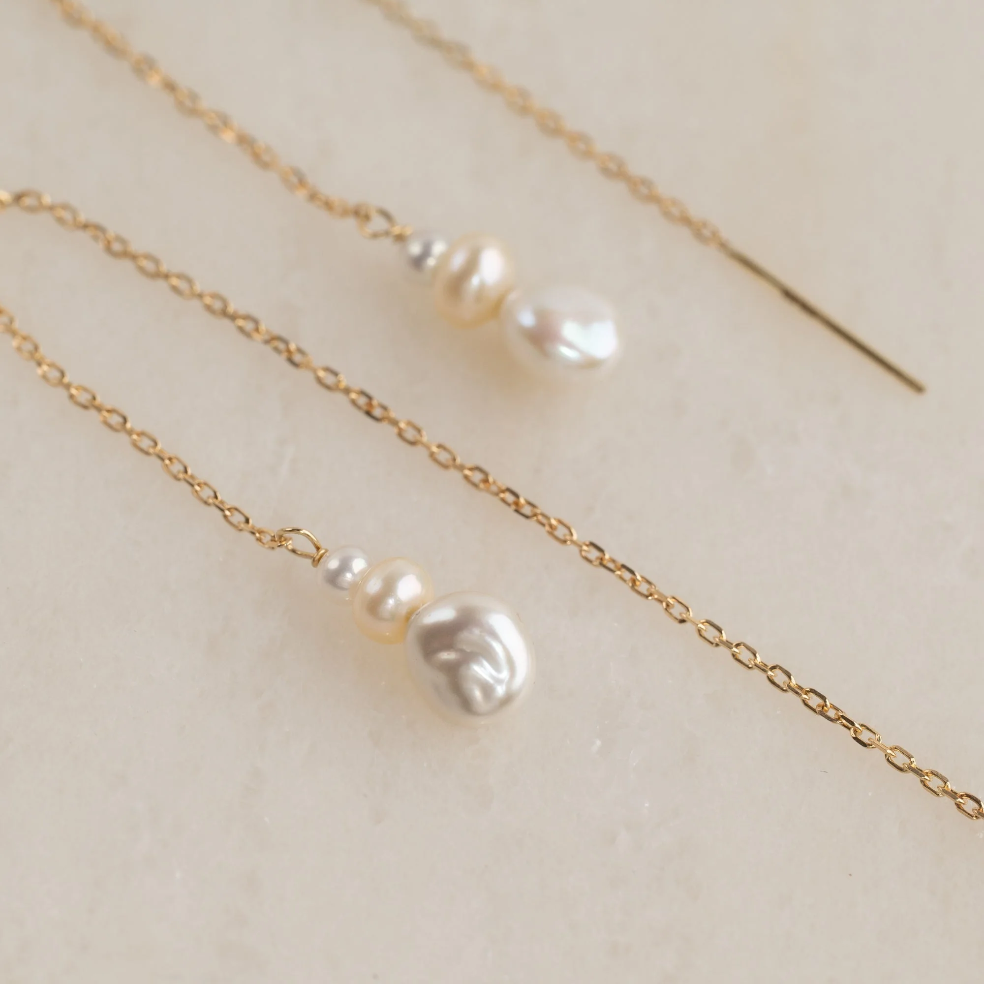 INKA PEARL SOLID GOLD DROP EARRING - Image 5