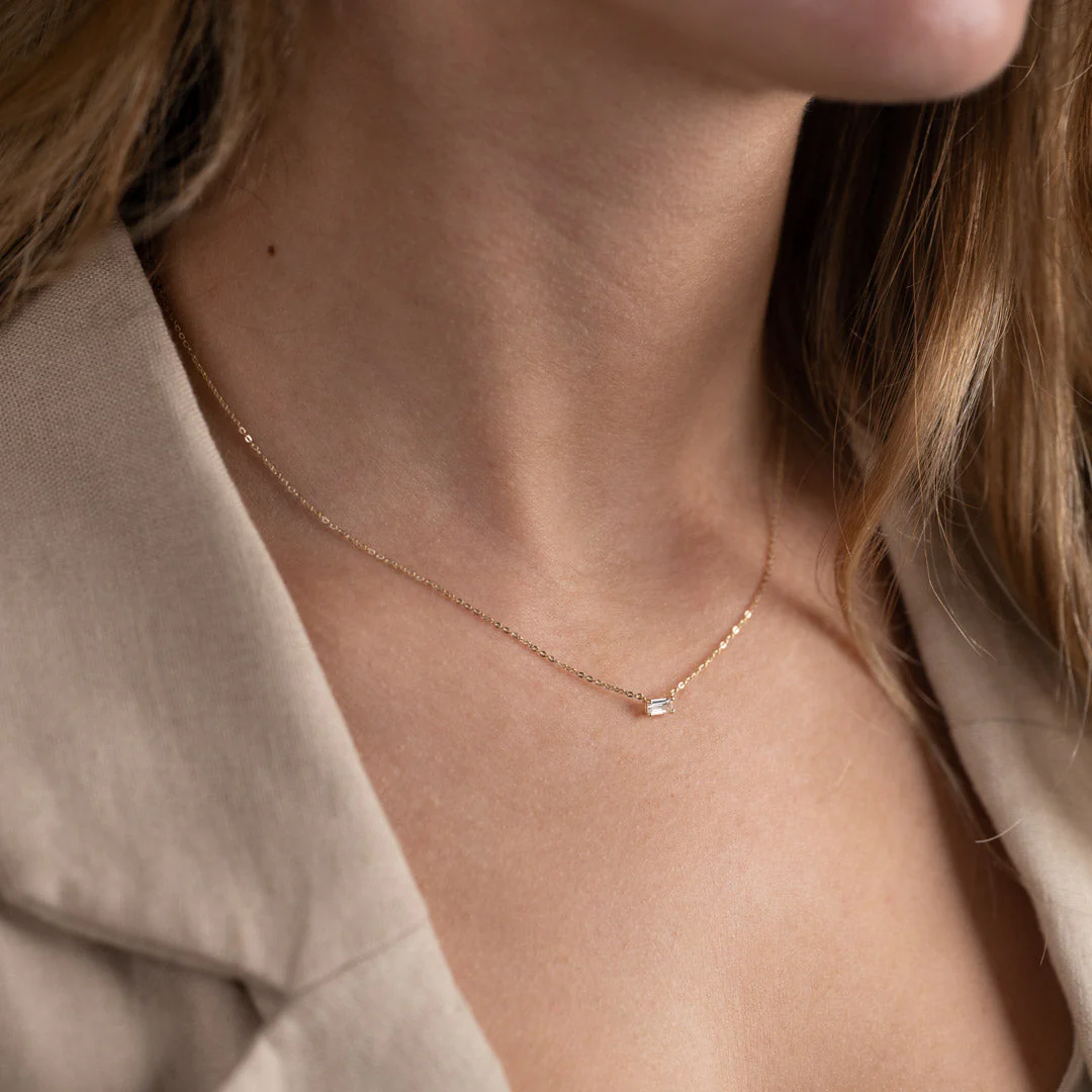 KATERINA CRYSTAL SOLID GOLD NECKLACE - Image 5