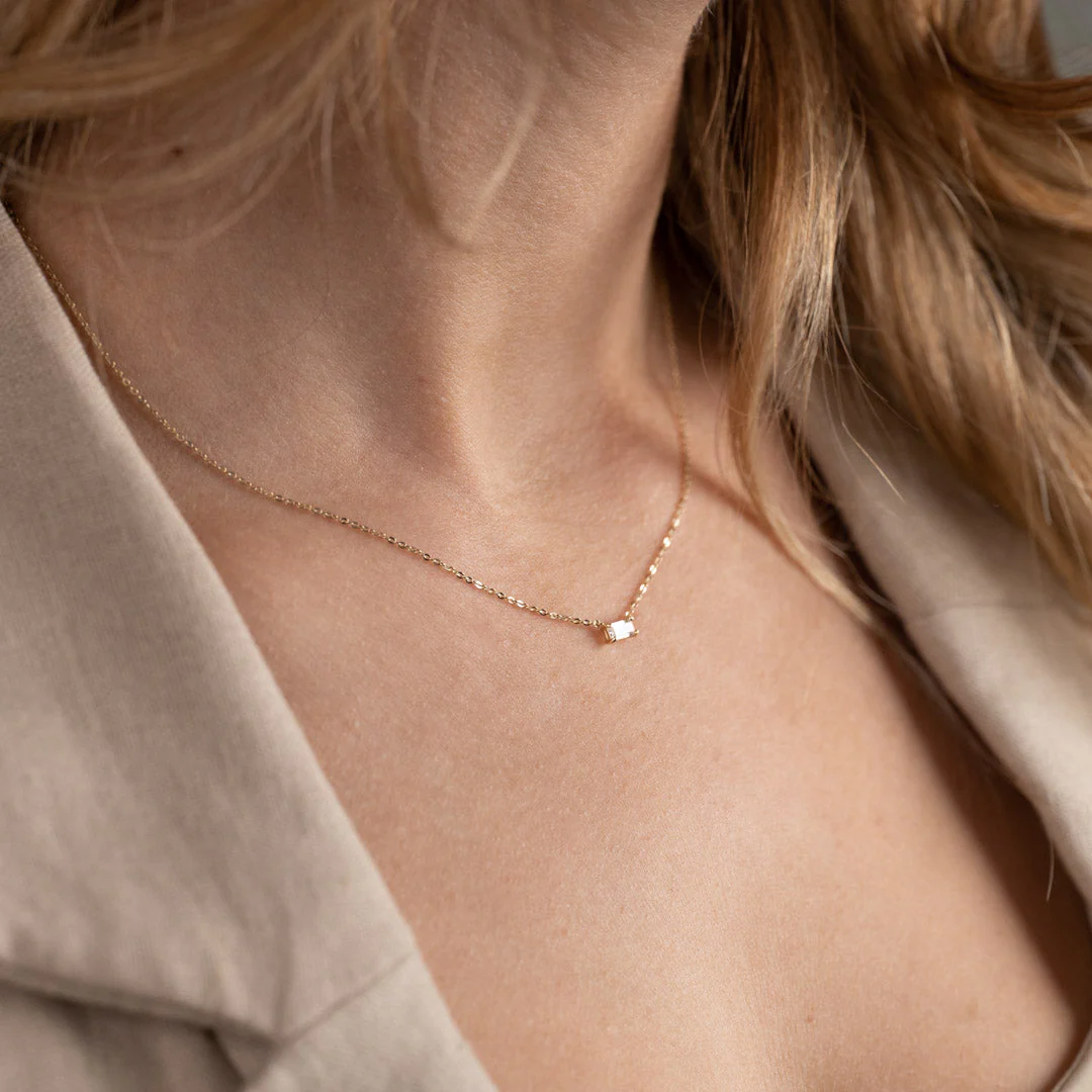 KATERINA CRYSTAL SOLID GOLD NECKLACE - Image 9