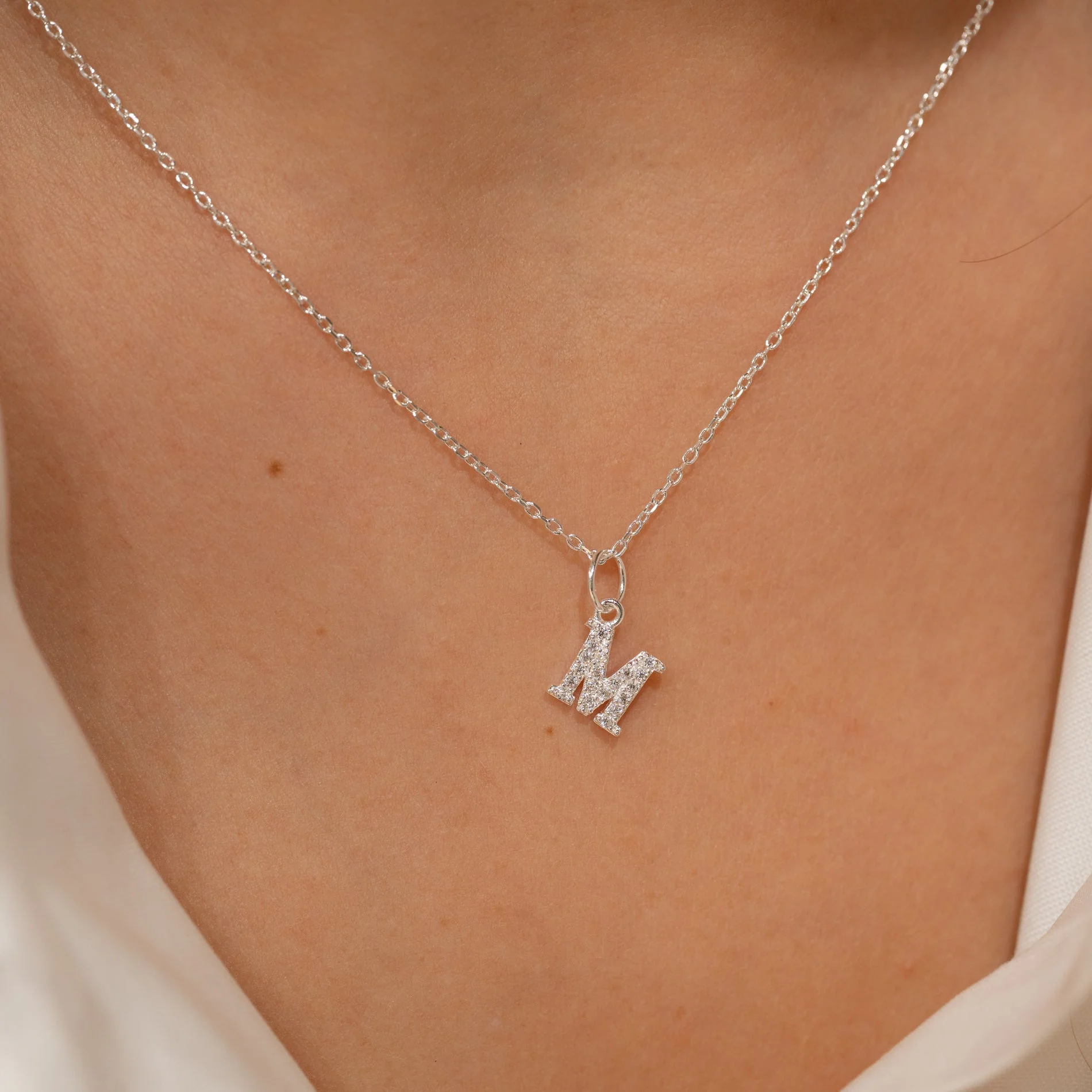 LETTER CRYSTAL SILVER PENDANT - Image 2