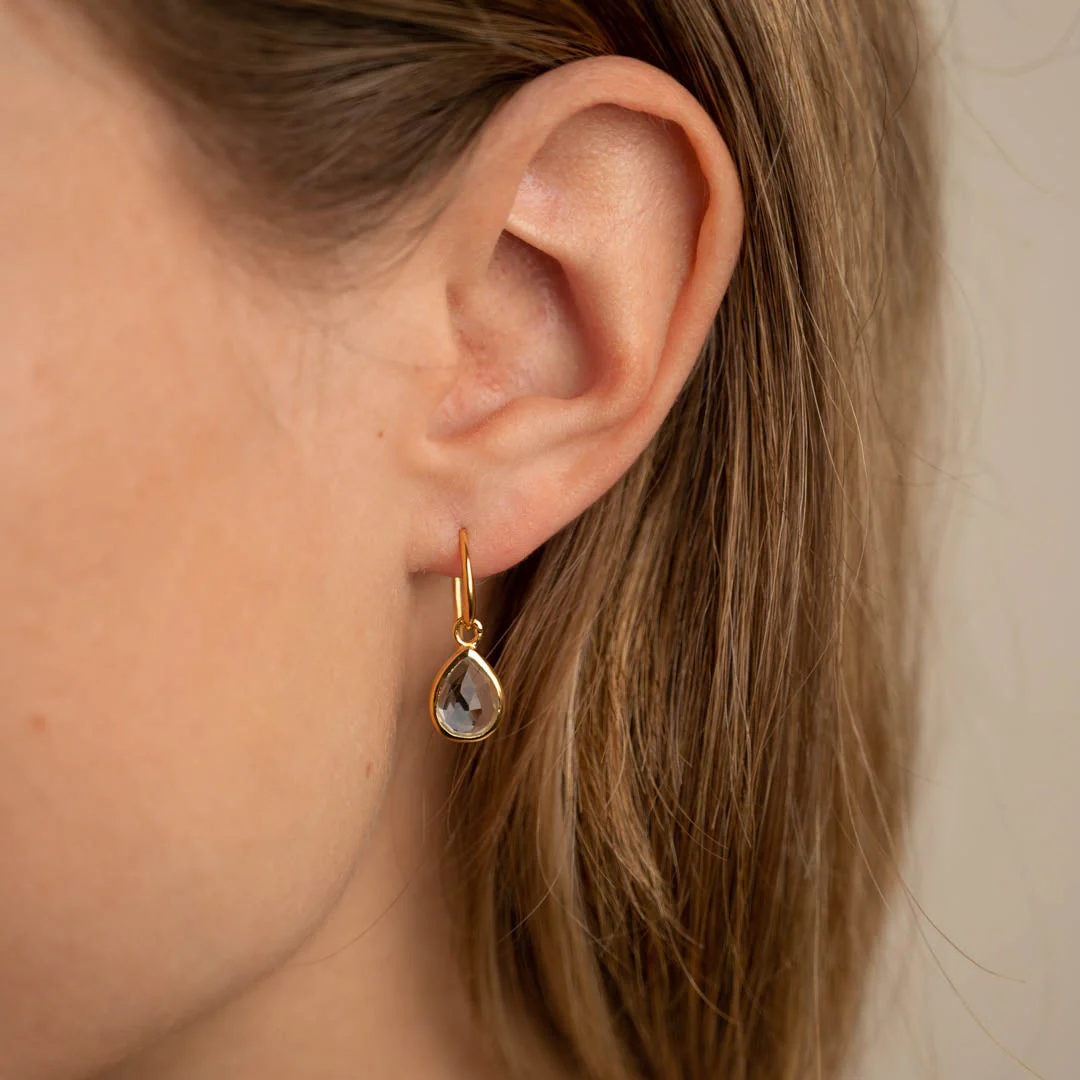 LULU BLUE TOPAZ GOLDEN EARRING - Image 2