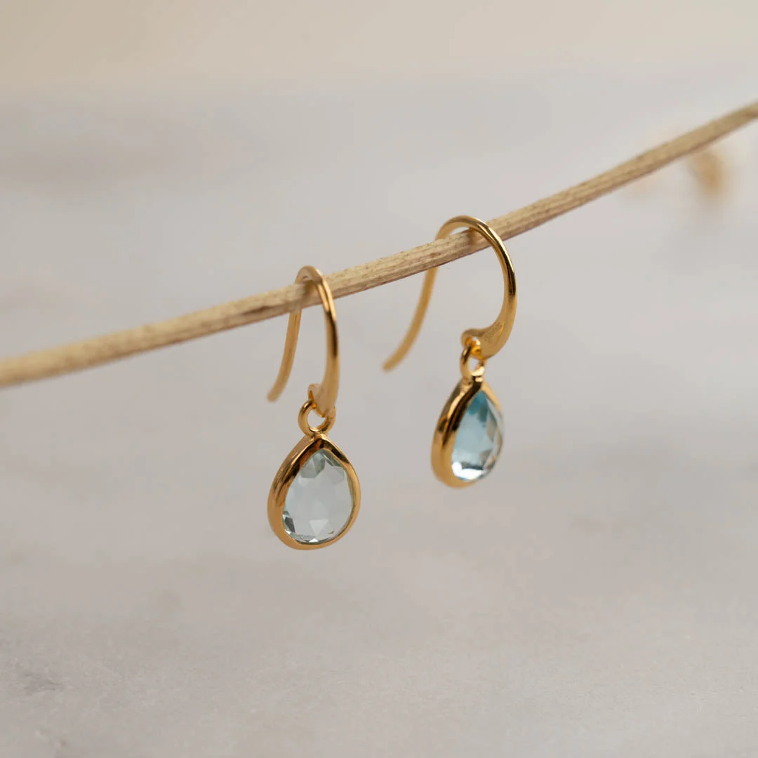 LULU BLUE TOPAZ GOLDEN EARRING - Image 3