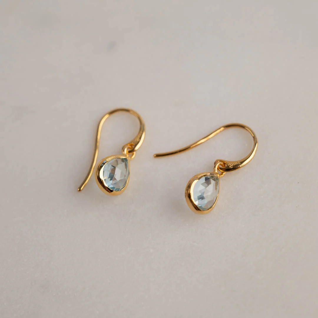 LULU BLUE TOPAZ GOLDEN EARRING - Image 4