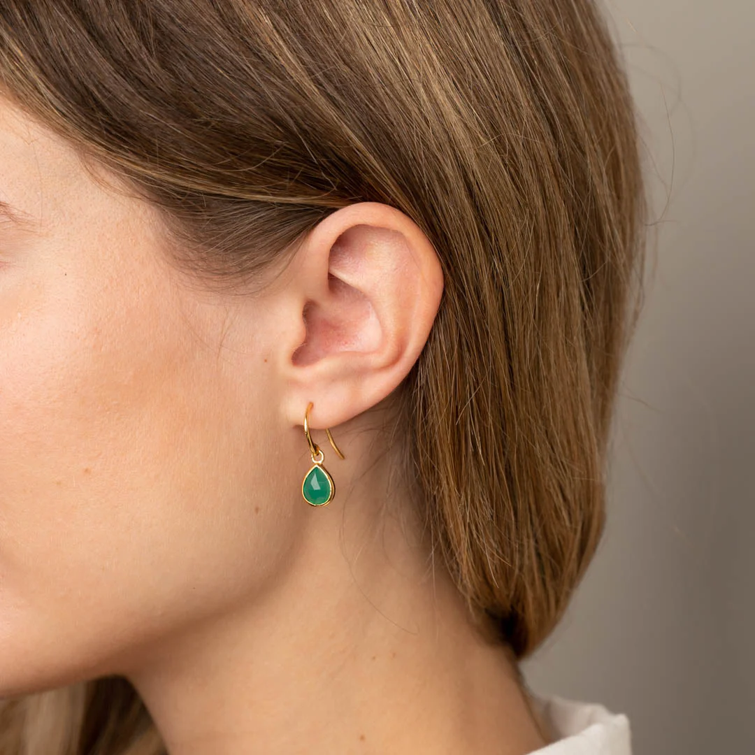 LULU GREEN AGATE GOLDEN EARRING - Image 5