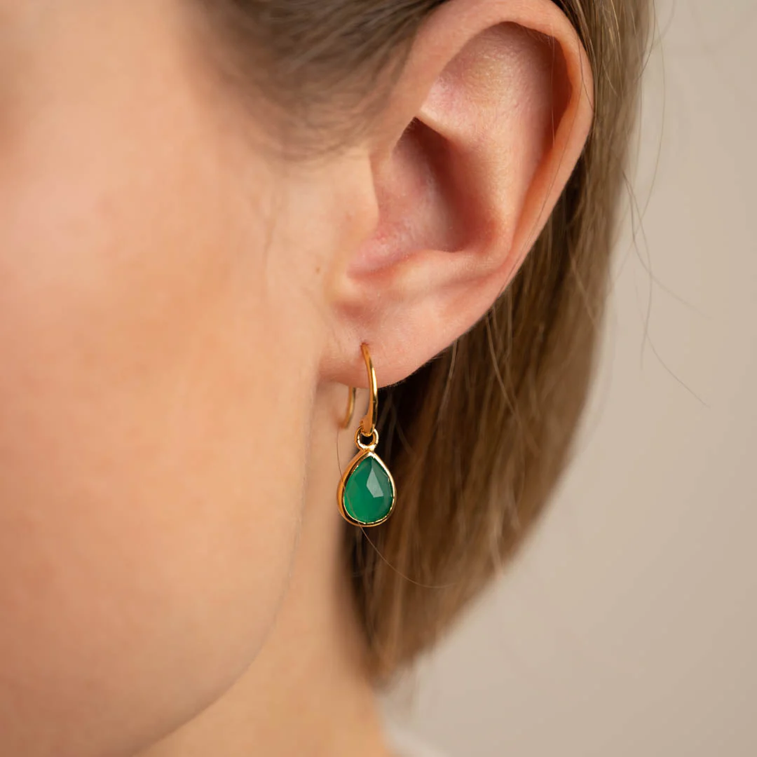 LULU GREEN AGATE GOLDEN EARRING - Image 6