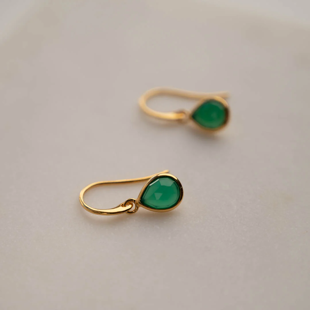 LULU GREEN AGATE GOLDEN EARRING - Image 7