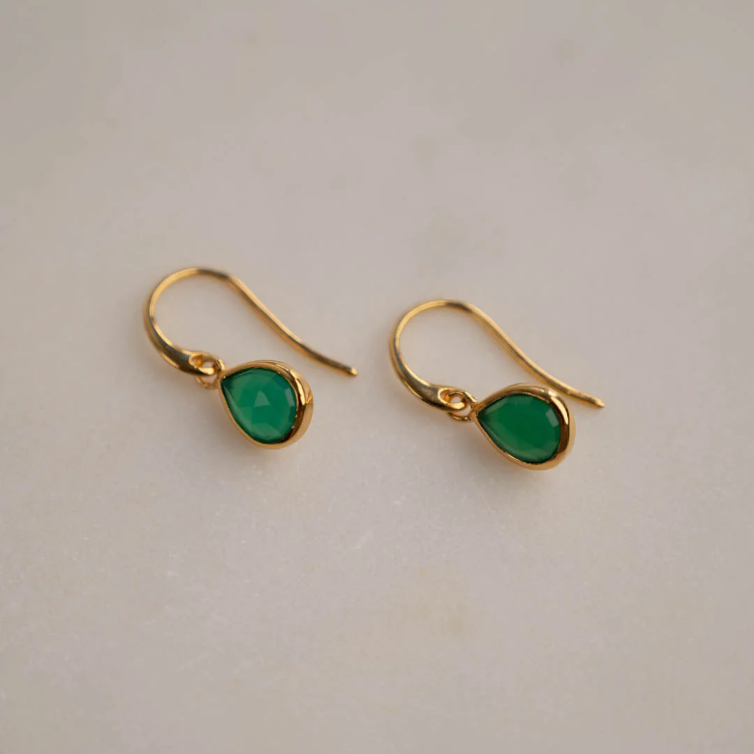 LULU GREEN AGATE GOLDEN EARRING - Image 8