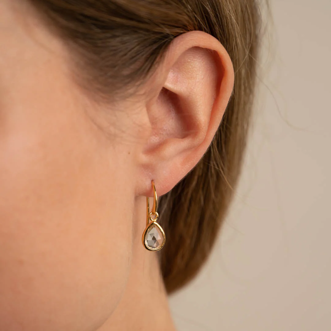 LULU GREEN AMETHYST GOLDEN EARRING - Image 2
