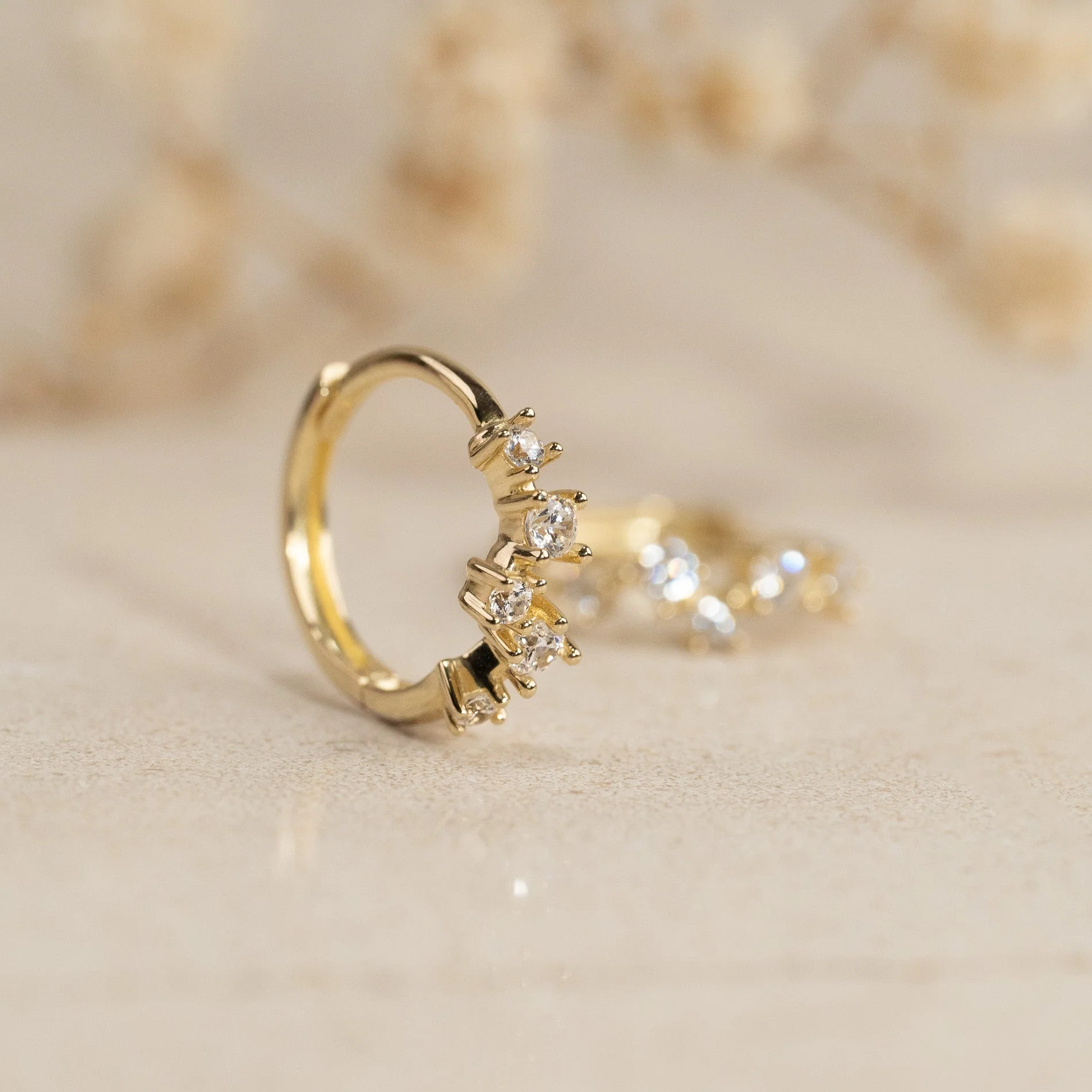 MAISIE CRYSTAL SOLID GOLD CREOL EARRING - Image 3