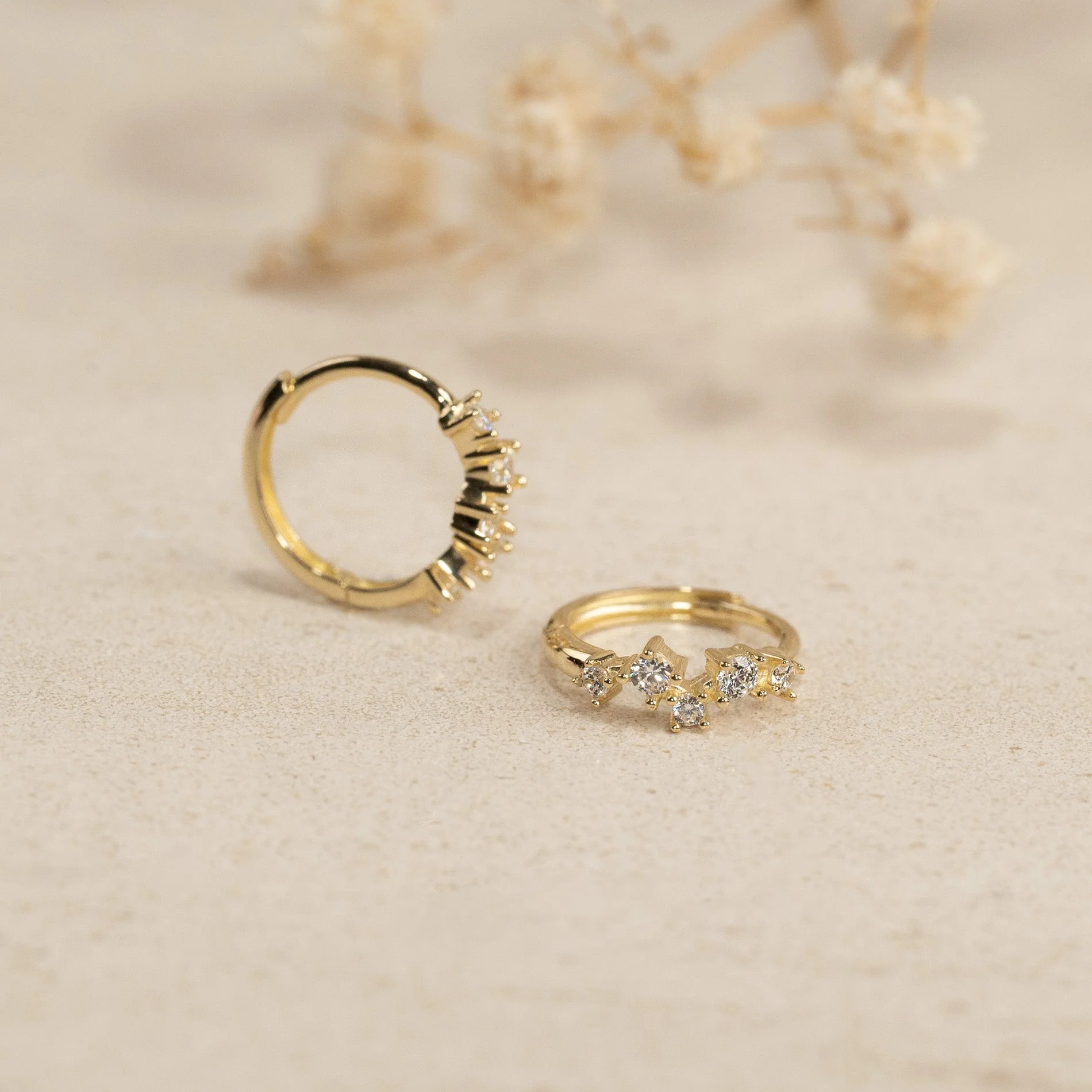 MAISIE CRYSTAL SOLID GOLD CREOL EARRING - Image 5