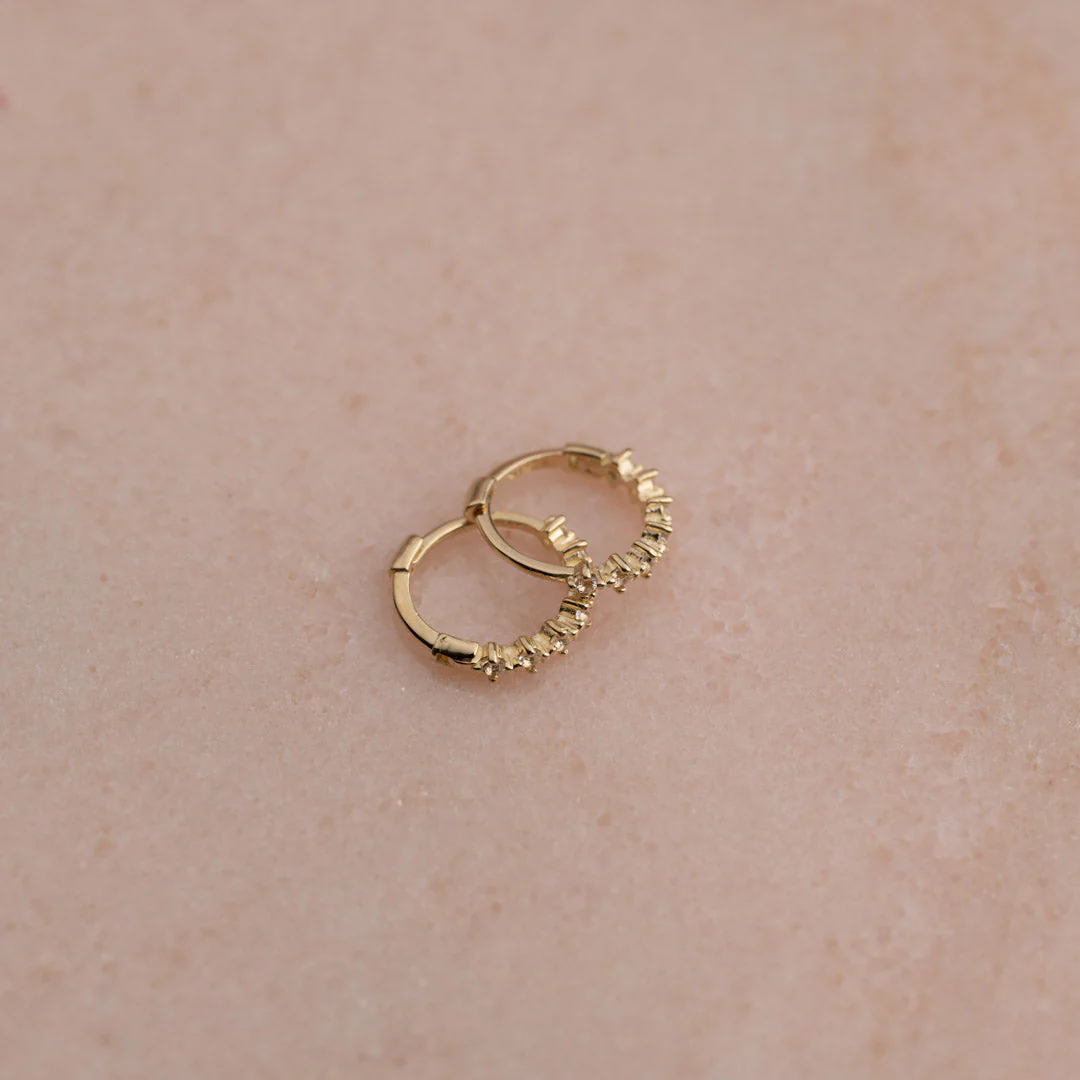MILEY WHITE TOPAZ SOLID GOLD EARRING - Image 5