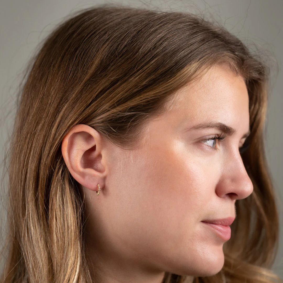 MILEY WHITE TOPAZ SOLID GOLD EARRING - Image 6