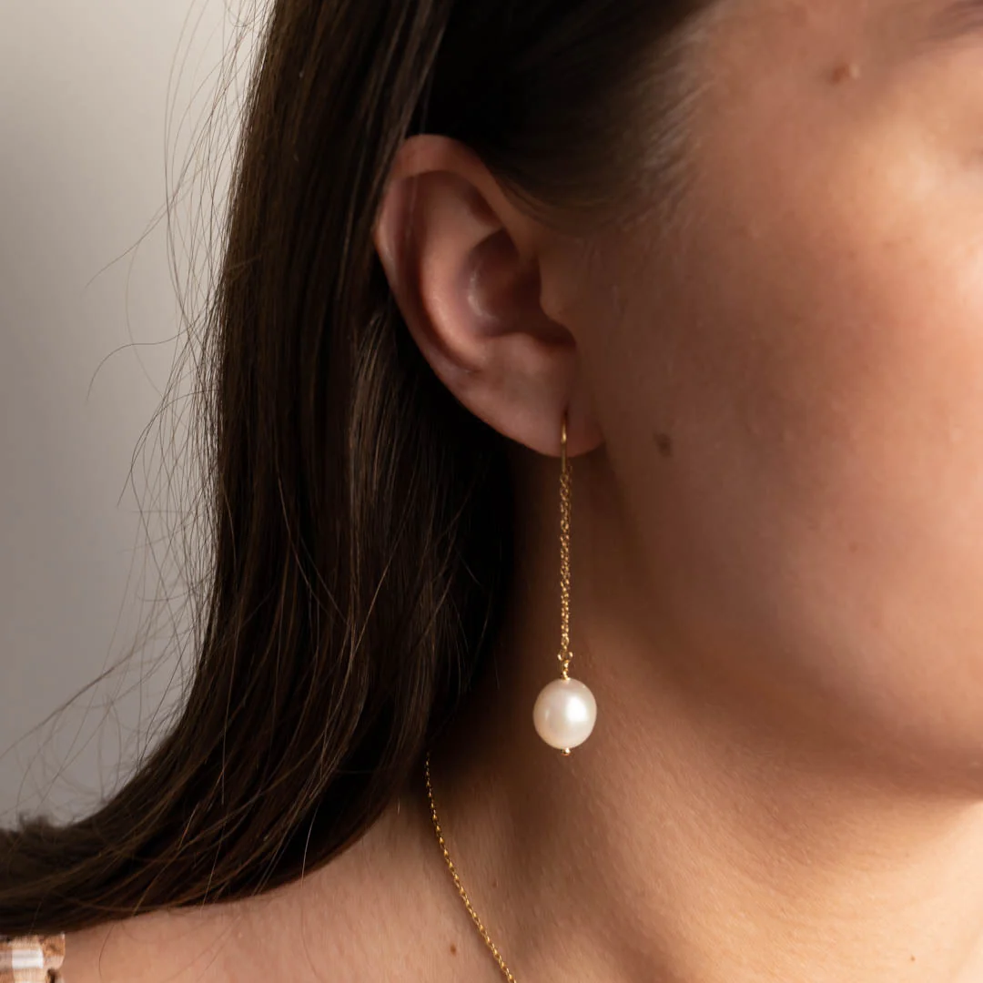 NOELLA PEARL GOLDEN DROP EARRING - Image 5