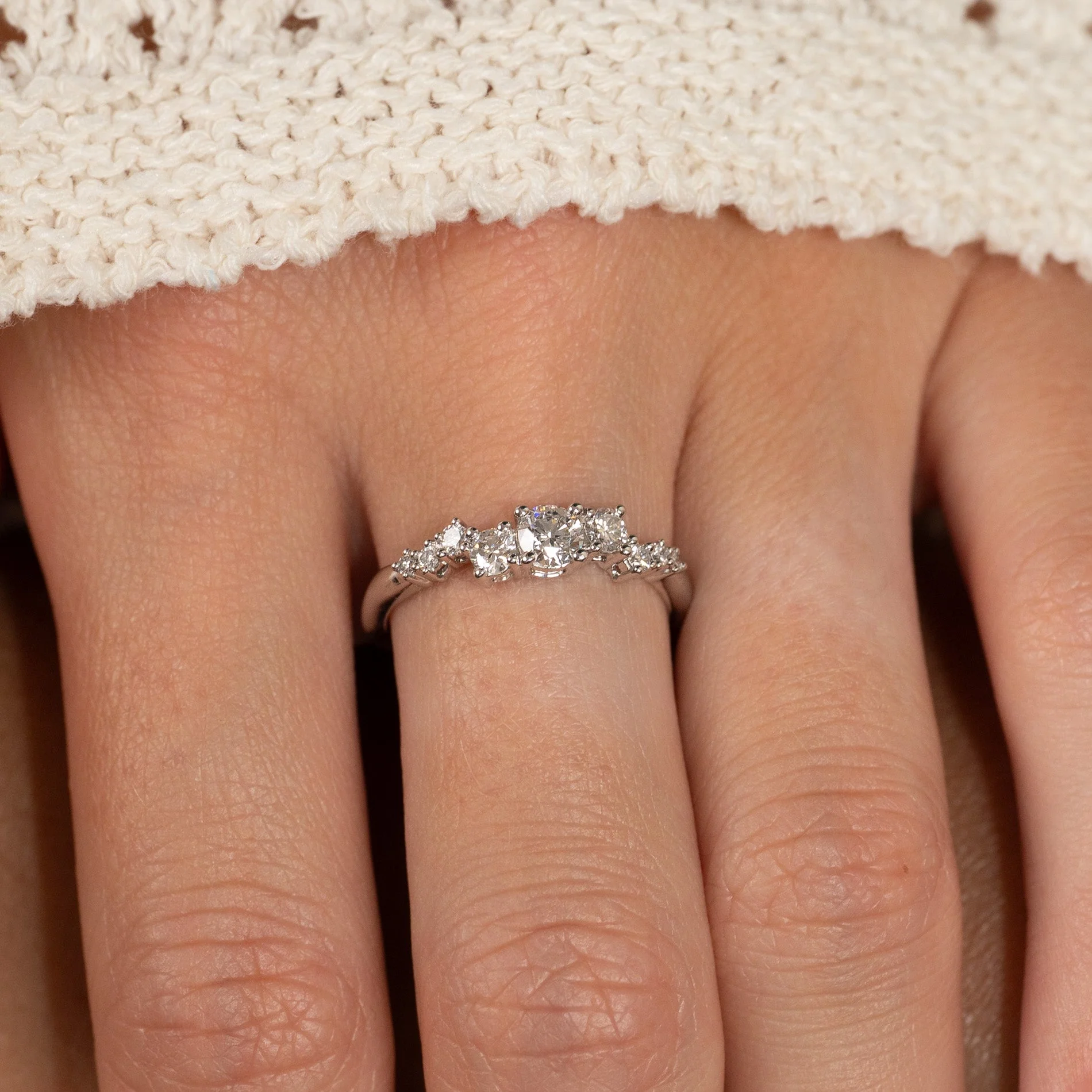 ORGANIC CLUSTER LAB-DIAMOND RING - 0.5ct - WG - Image 11