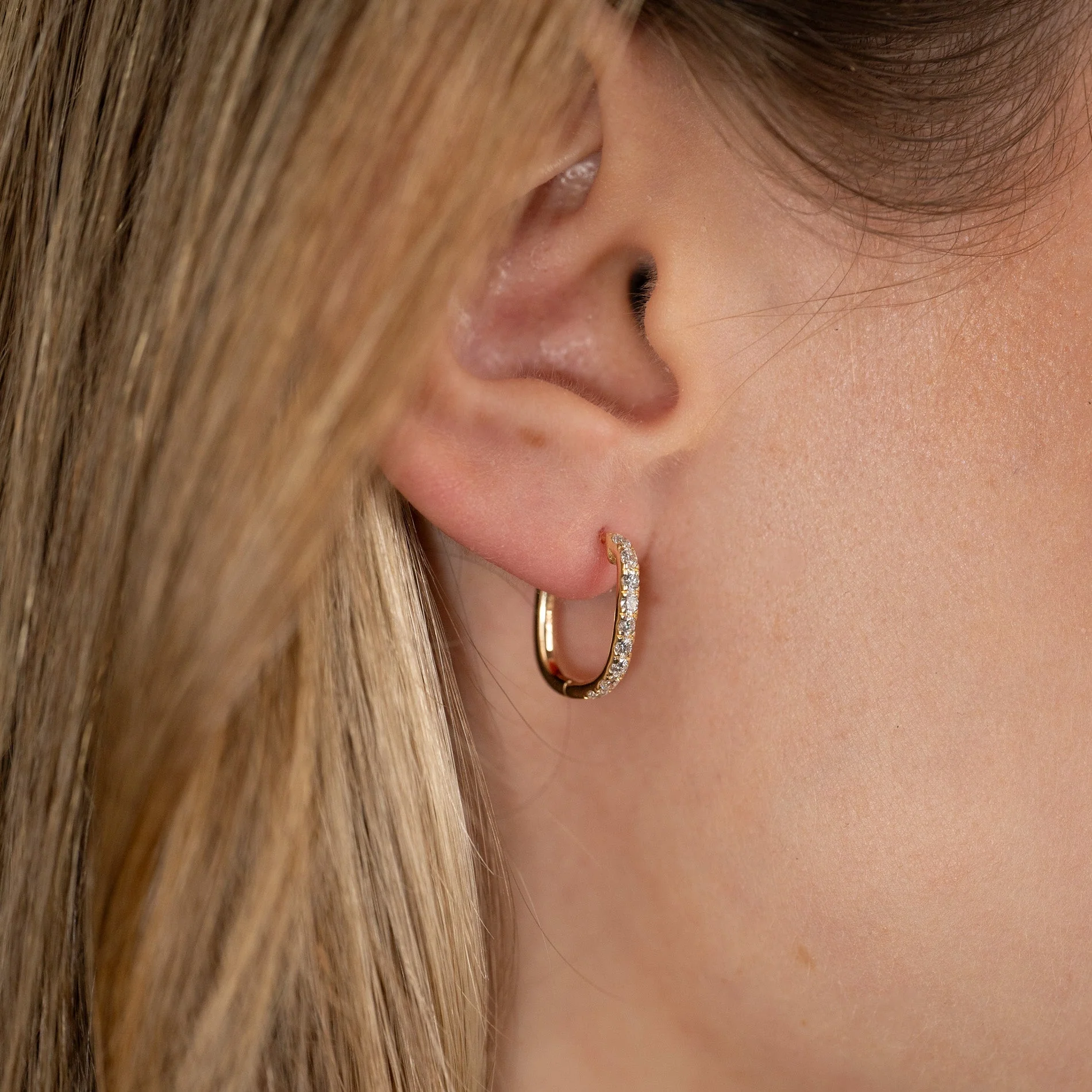 OVAL LAB-DIAMOND CREOL EARRING - 0.45ct - YG - Image 5