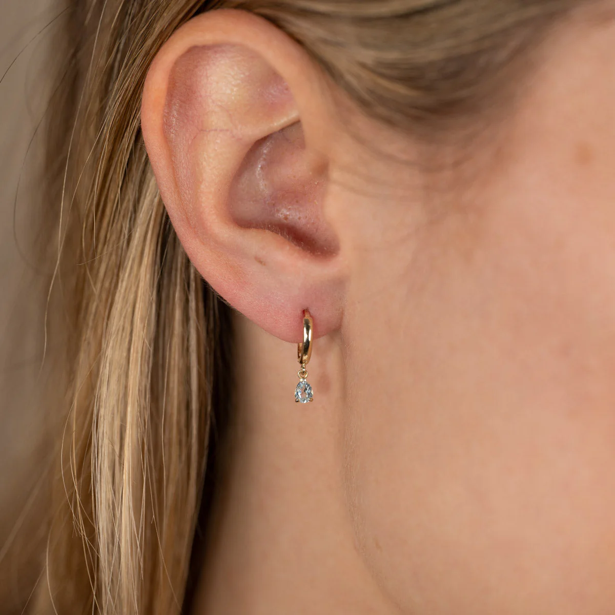 PAULA BLUE TOPAZ SOLID GOLD EARRING