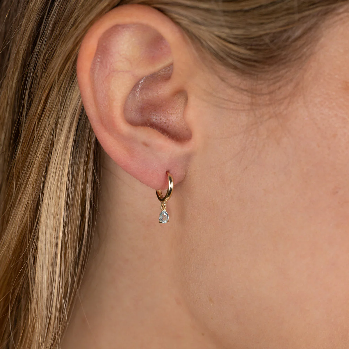 PAULA BLUE TOPAZ SOLID GOLD EARRING - Image 3