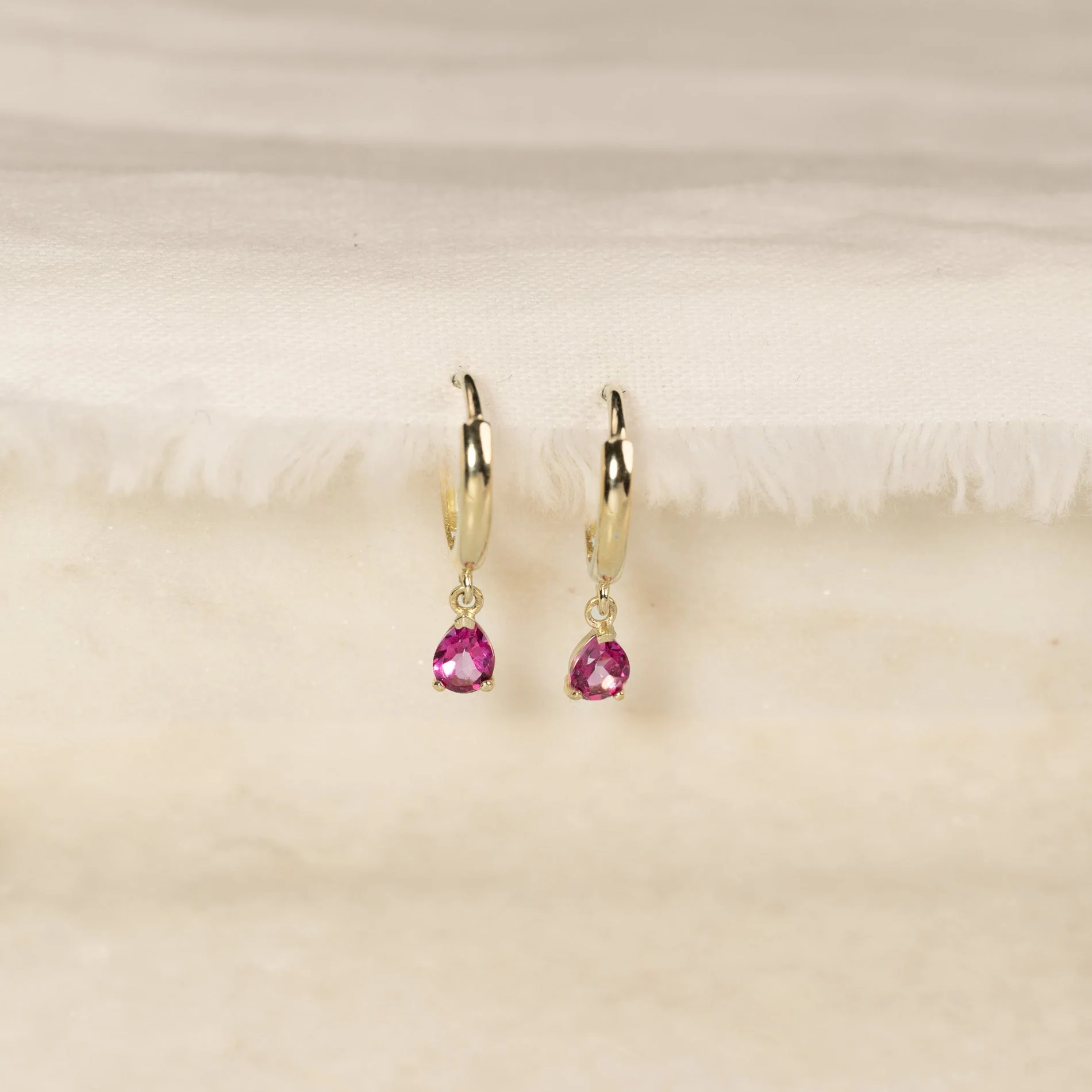 PAULA PINK TOPAZ SOLID GOLD EARRING