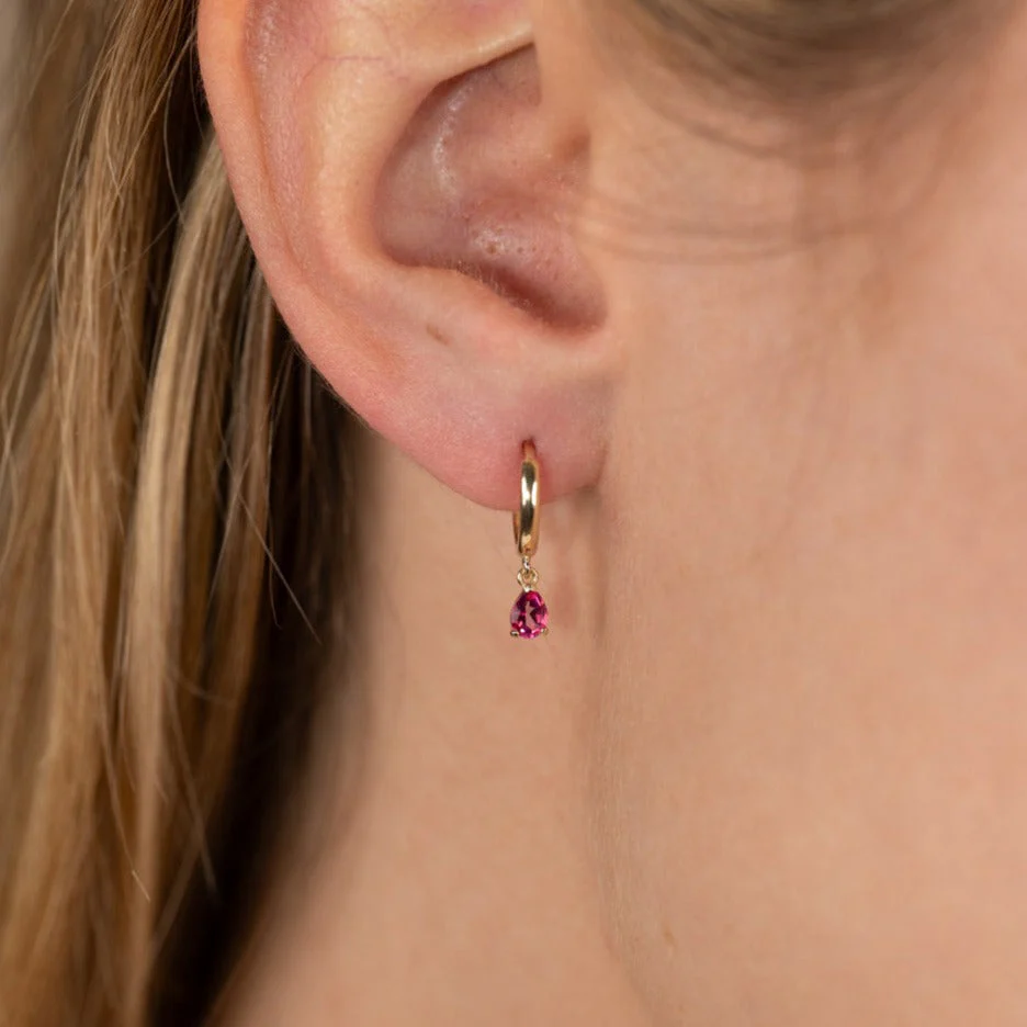 PAULA PINK TOPAZ SOLID GOLD EARRING - Image 2