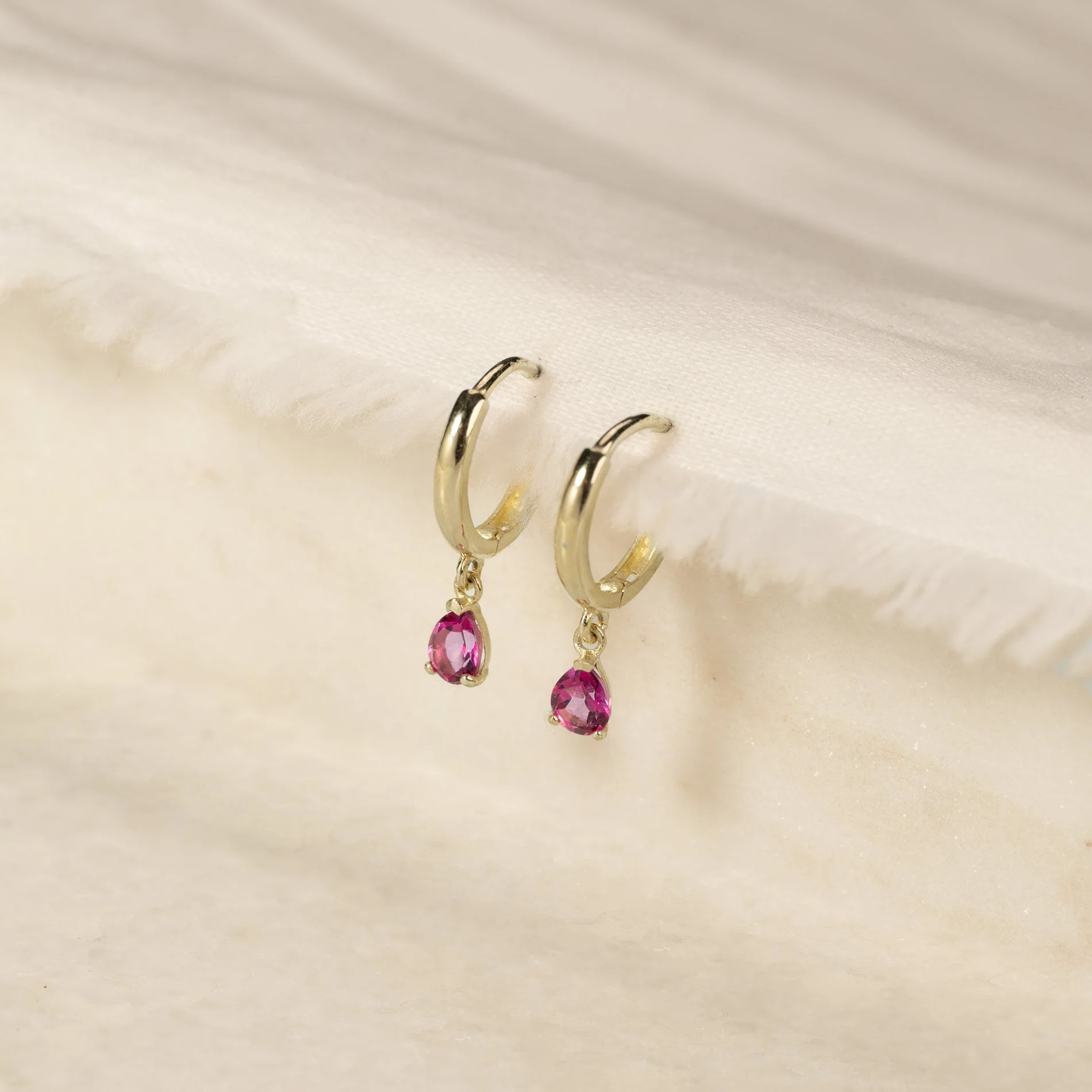 PAULA PINK TOPAZ SOLID GOLD EARRING - Image 3