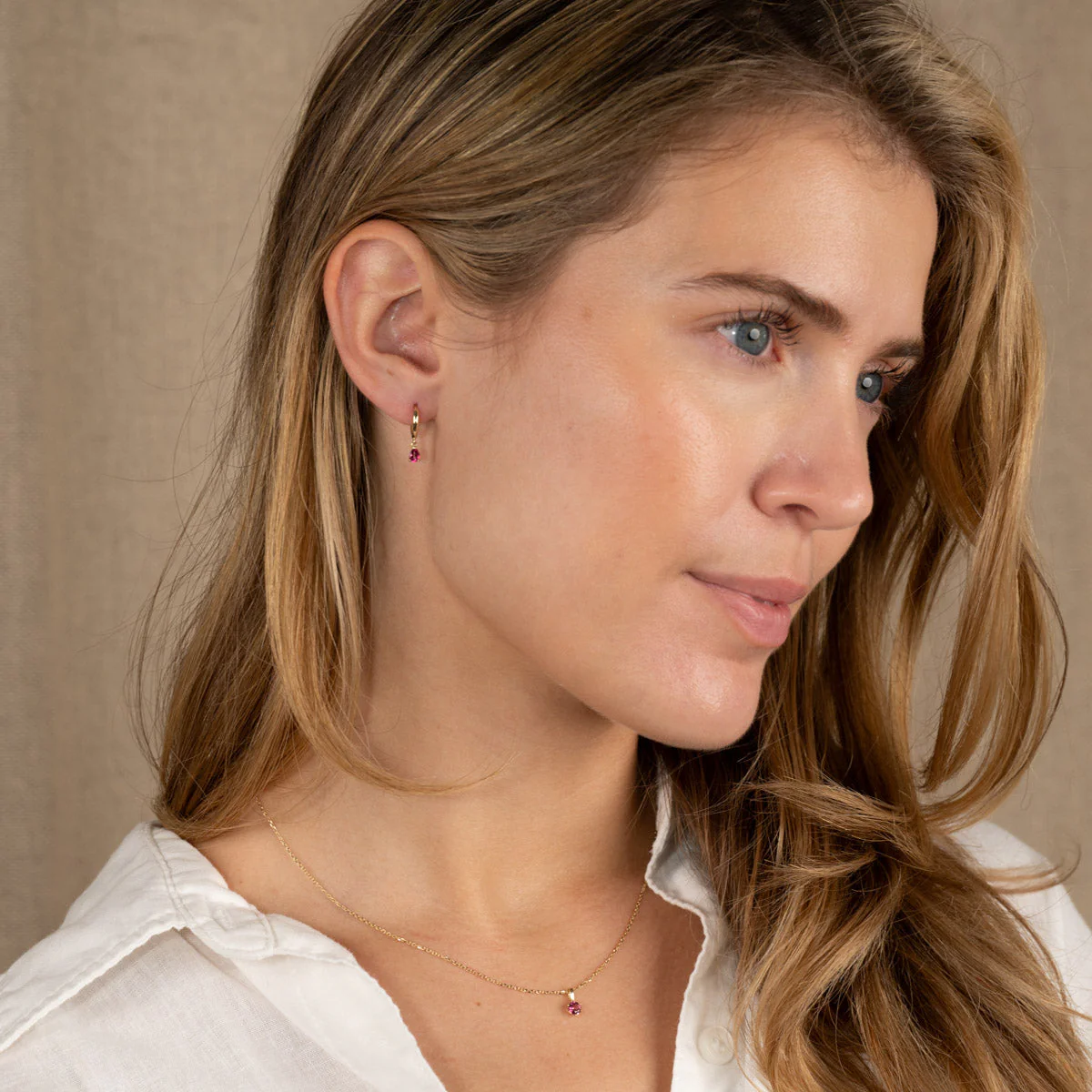 PAULA PINK TOPAZ SOLID GOLD EARRING - Image 4