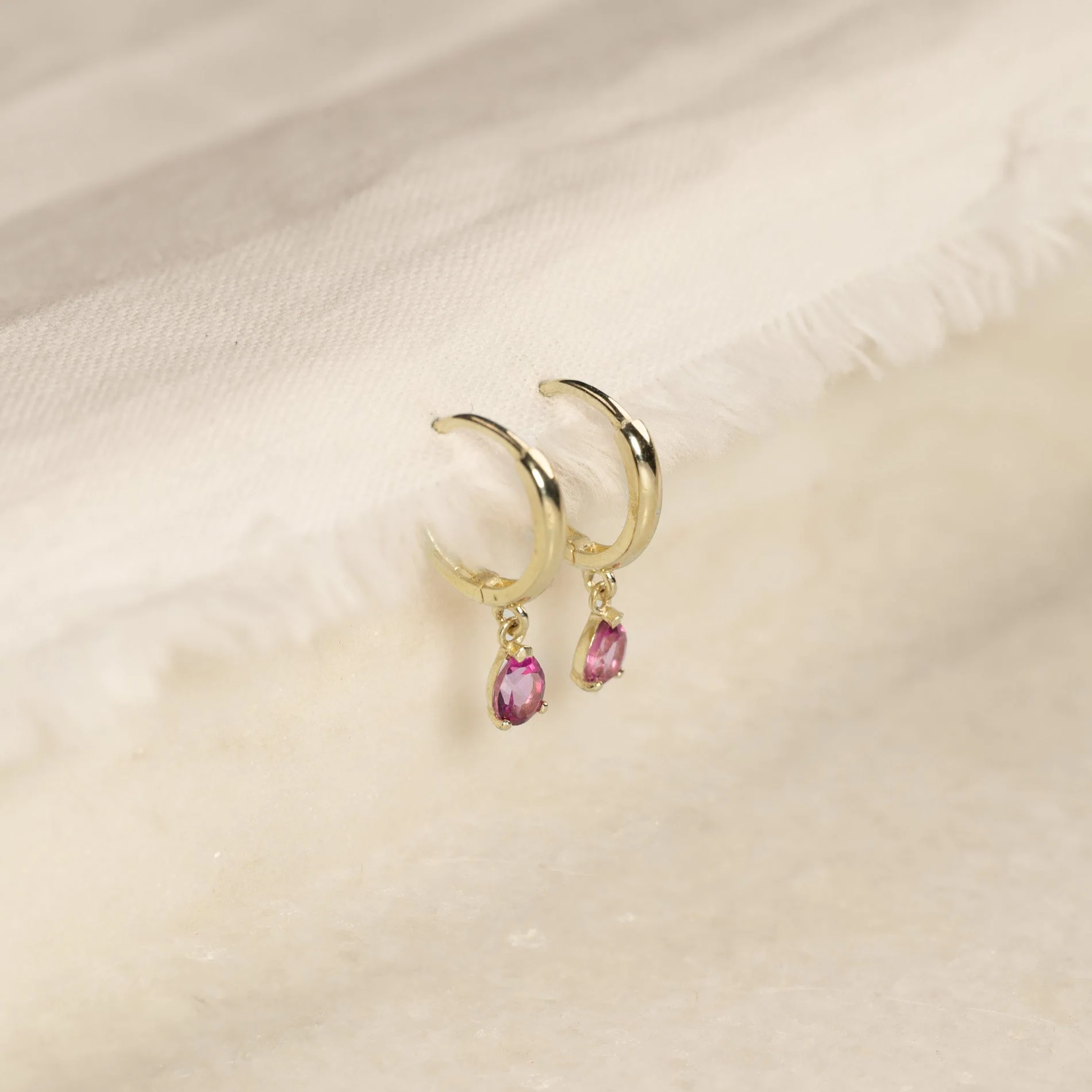 PAULA PINK TOPAZ SOLID GOLD EARRING - Image 5