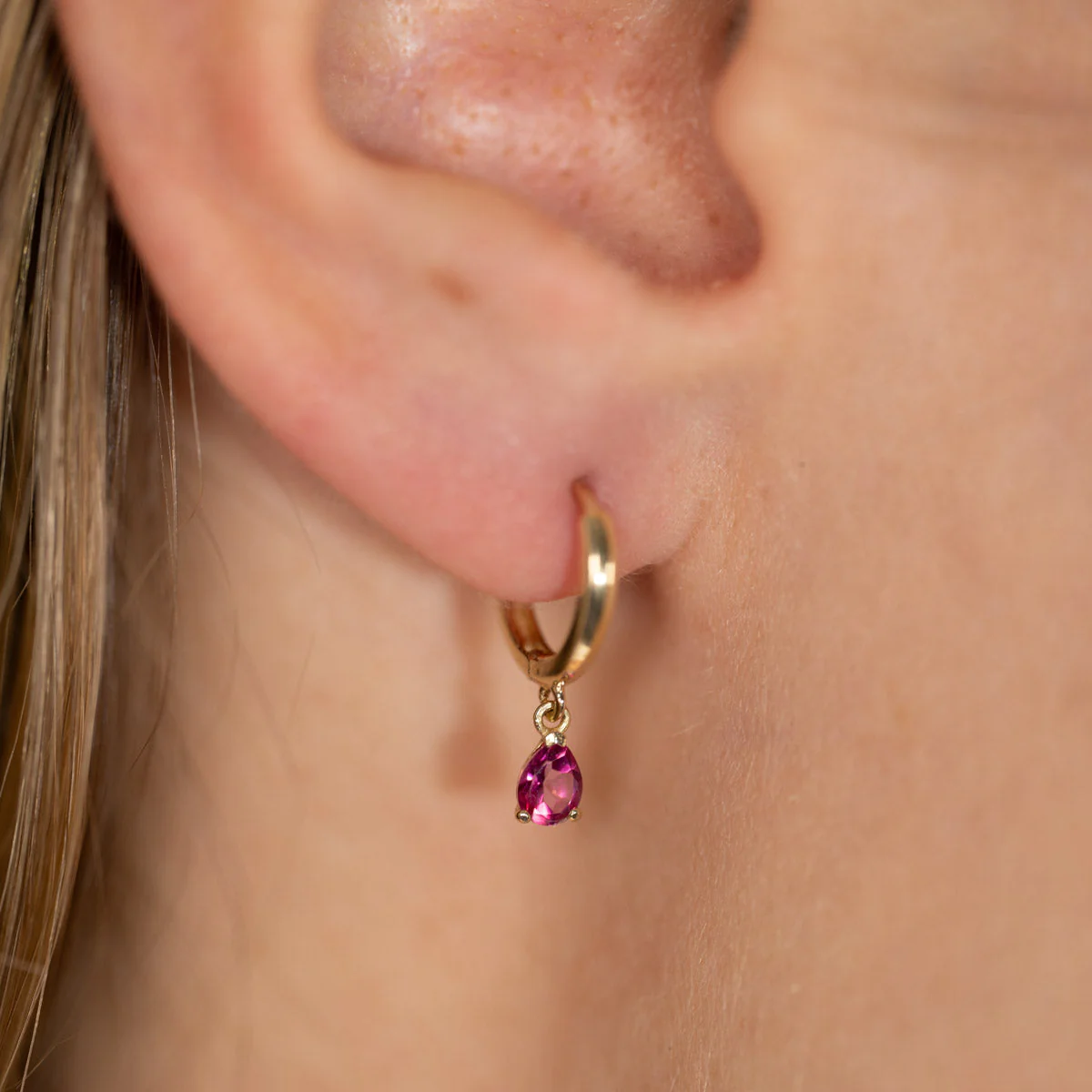 PAULA PINK TOPAZ SOLID GOLD EARRING - Image 6