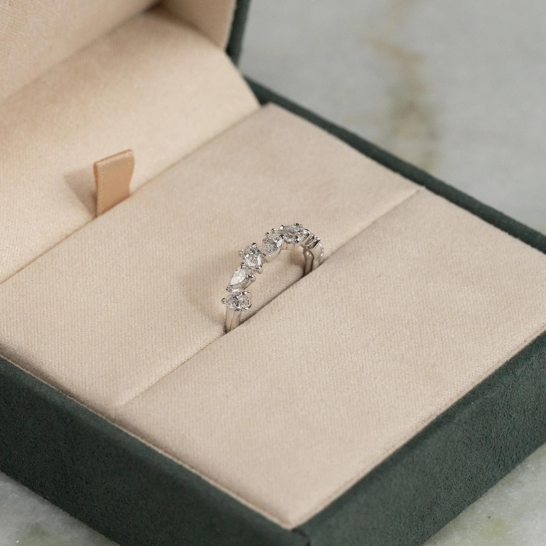PEAR-CUT CLUSTER ALLIANCE LAB-DIAMOND RING - 1.2ct - WG - Image 6