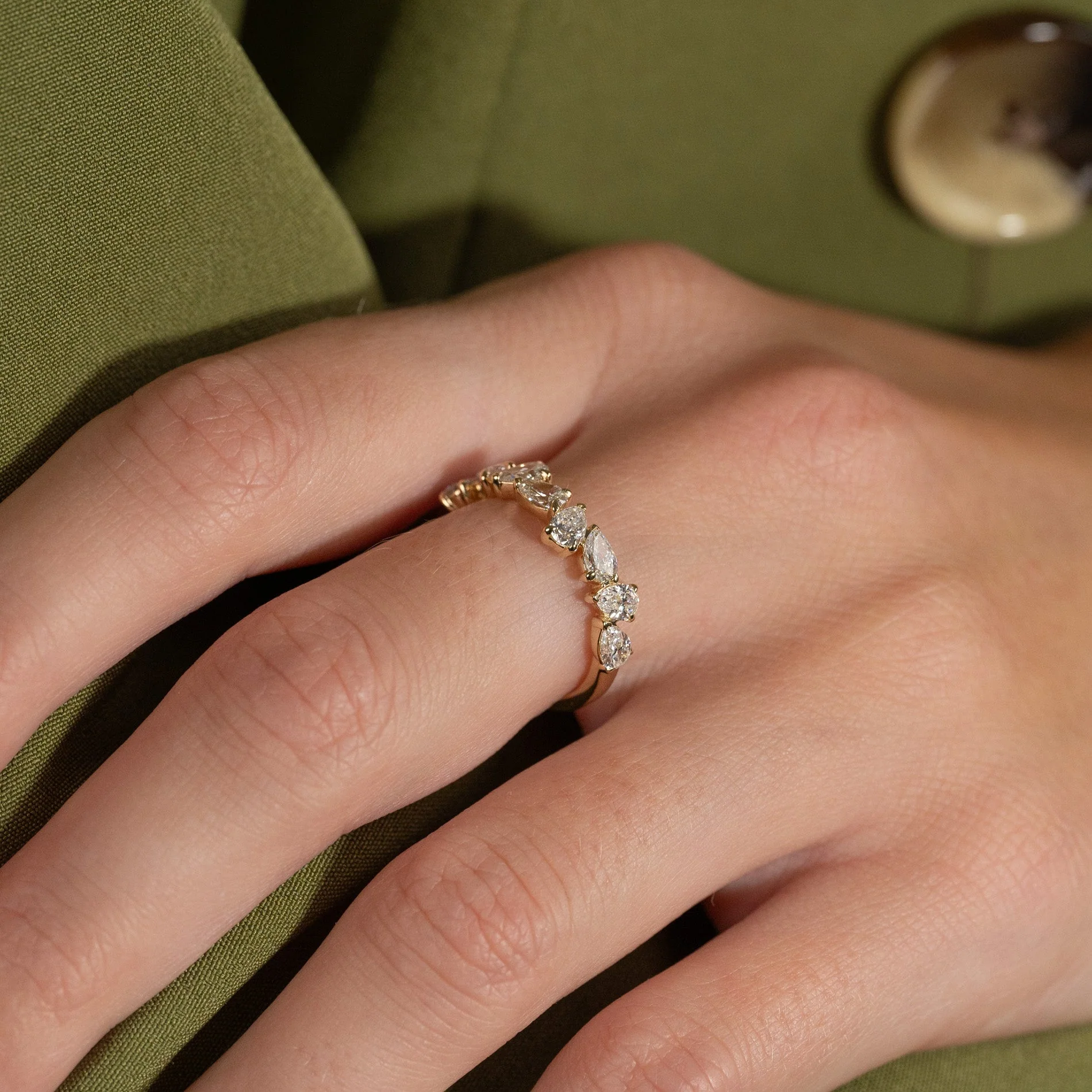 PEAR-CUT CLUSTER ALLIANCE LAB-DIAMOND RING - 1.2ct - YG - Image 12