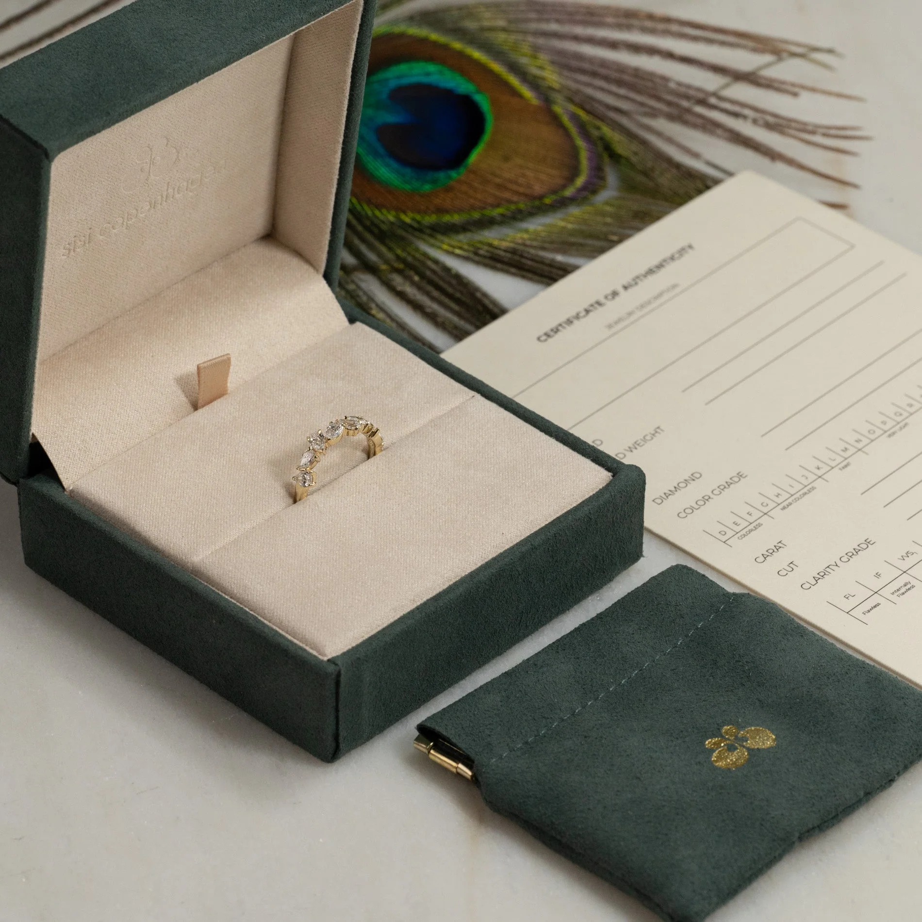 PEAR-CUT CLUSTER ALLIANCE LAB-DIAMOND RING - 1.2ct - YG - Image 14