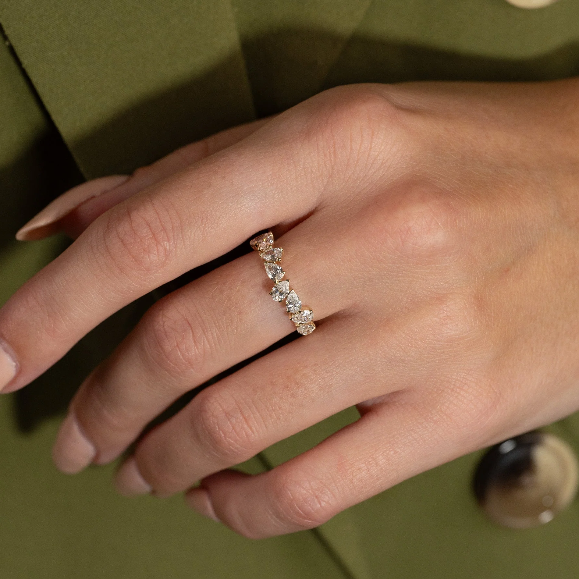 PEAR-CUT CLUSTER ALLIANCE LAB-DIAMOND RING - 1.2ct - YG - Image 5