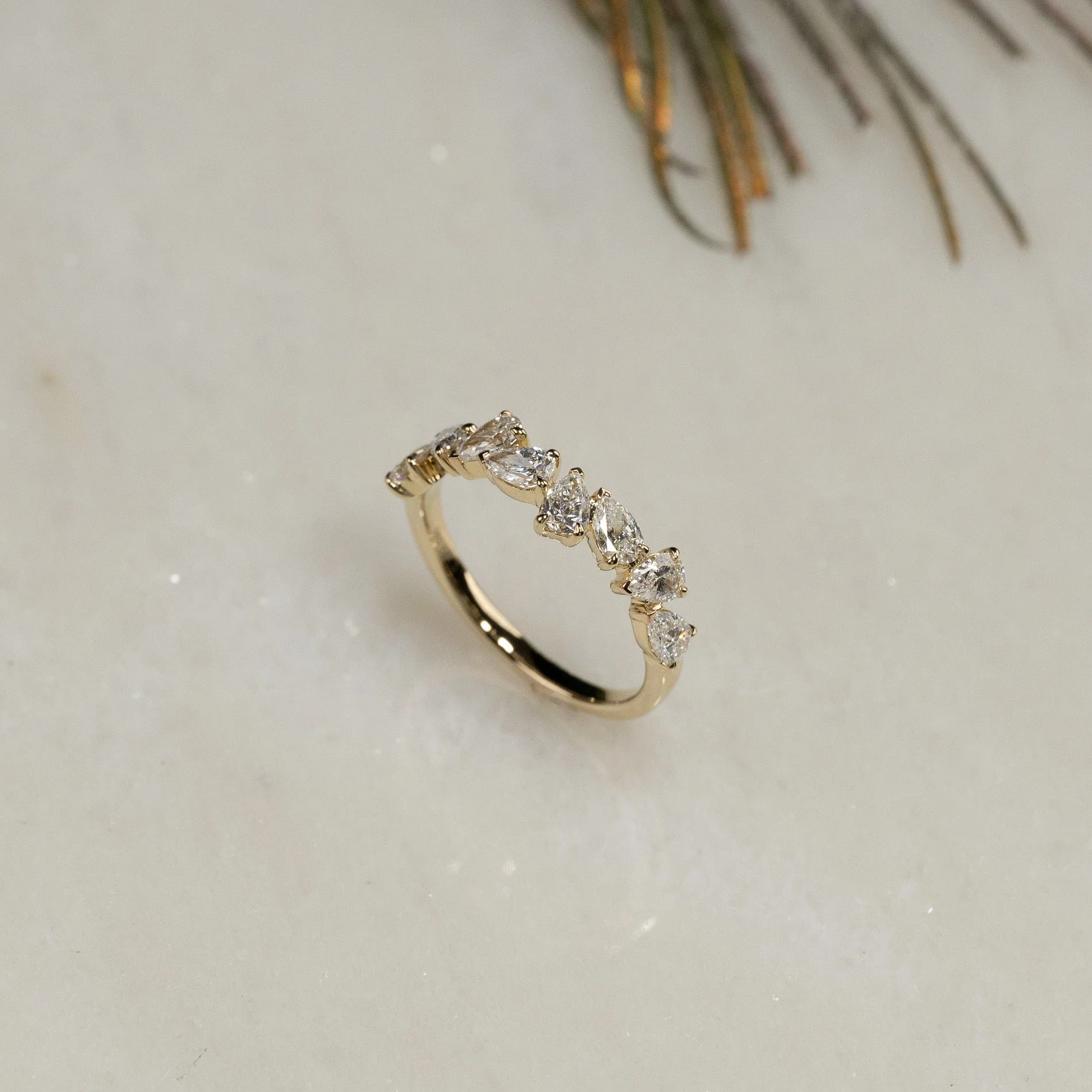 PEAR-CUT CLUSTER ALLIANCE LAB-DIAMOND RING - 1.2ct - YG - Image 6