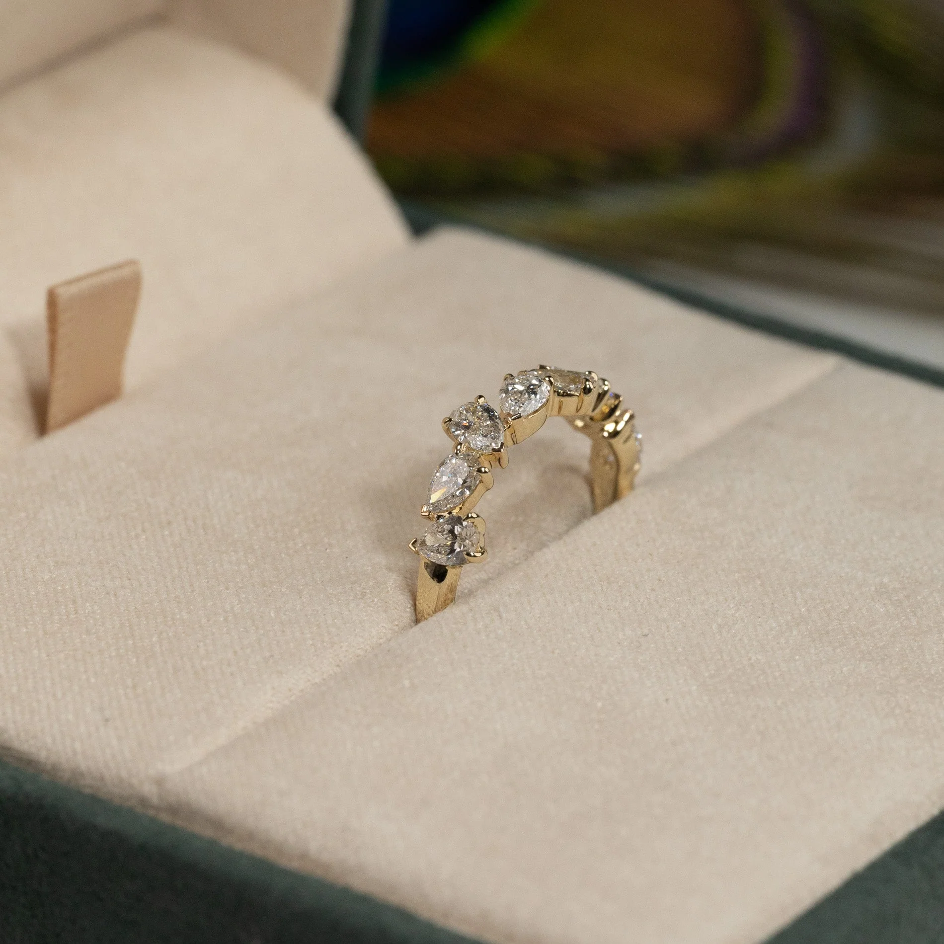 PEAR-CUT CLUSTER ALLIANCE LAB-DIAMOND RING - 1.2ct - YG - Image 7