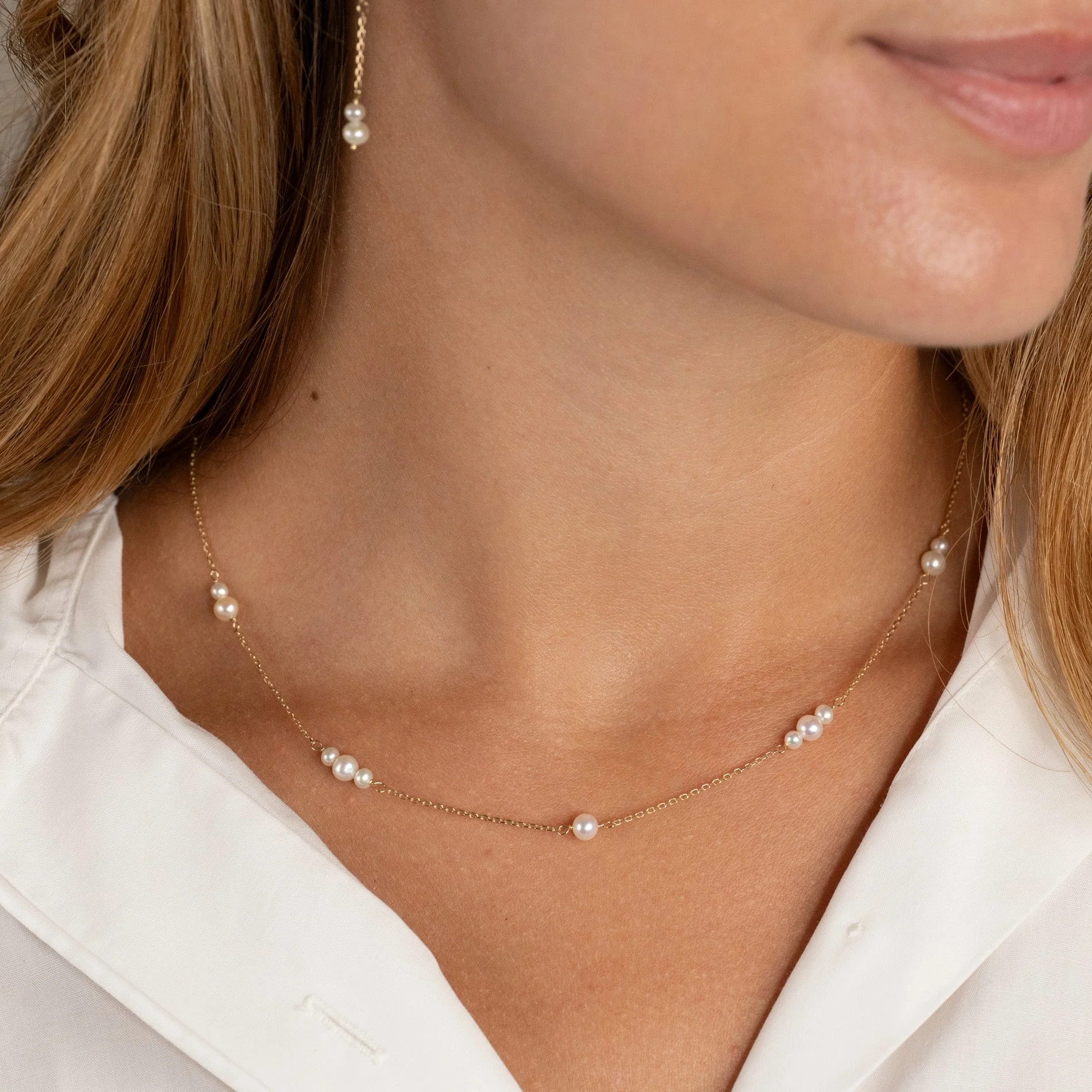 EVIE PEARL SOLID GOLD NECKLACE - Image 6