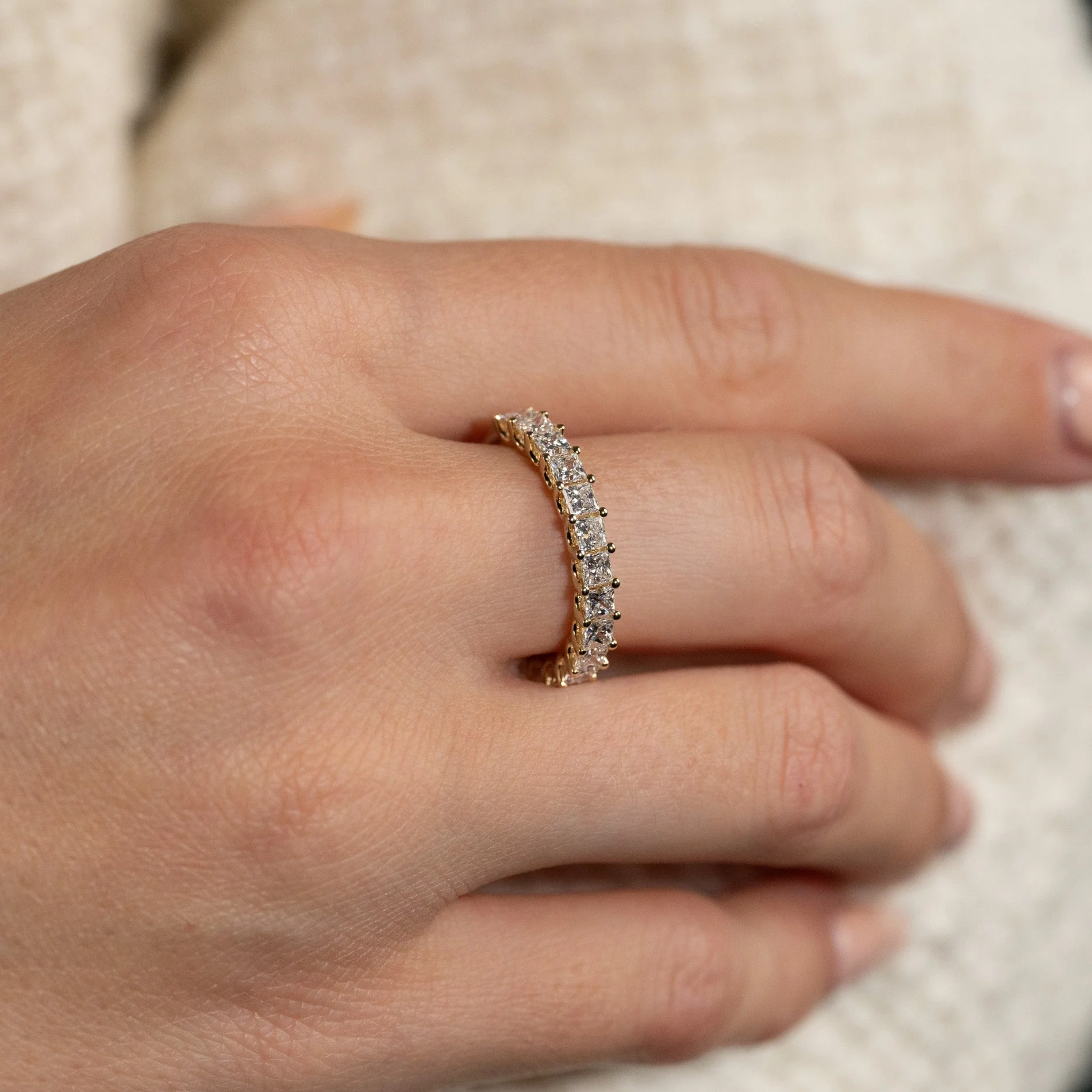 PRINCESS-CUT HALF-ALLIANCE LAB-DIAMOND RING - 1.5ct - YG - Image 8