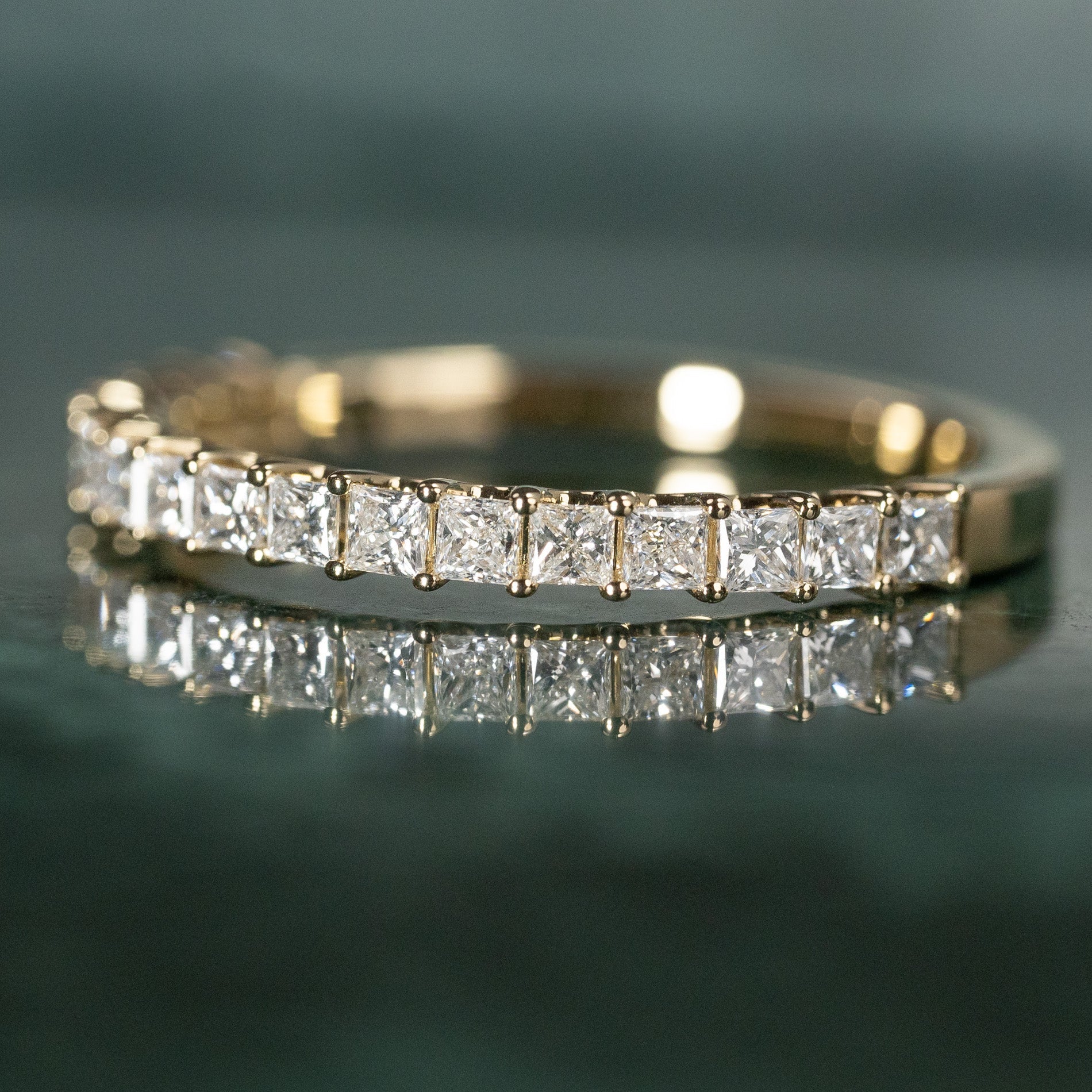 PRINCESS-CUT HALF-ALLIANCE LAB-DIAMOND RING 0.5ct - YG - Image 3