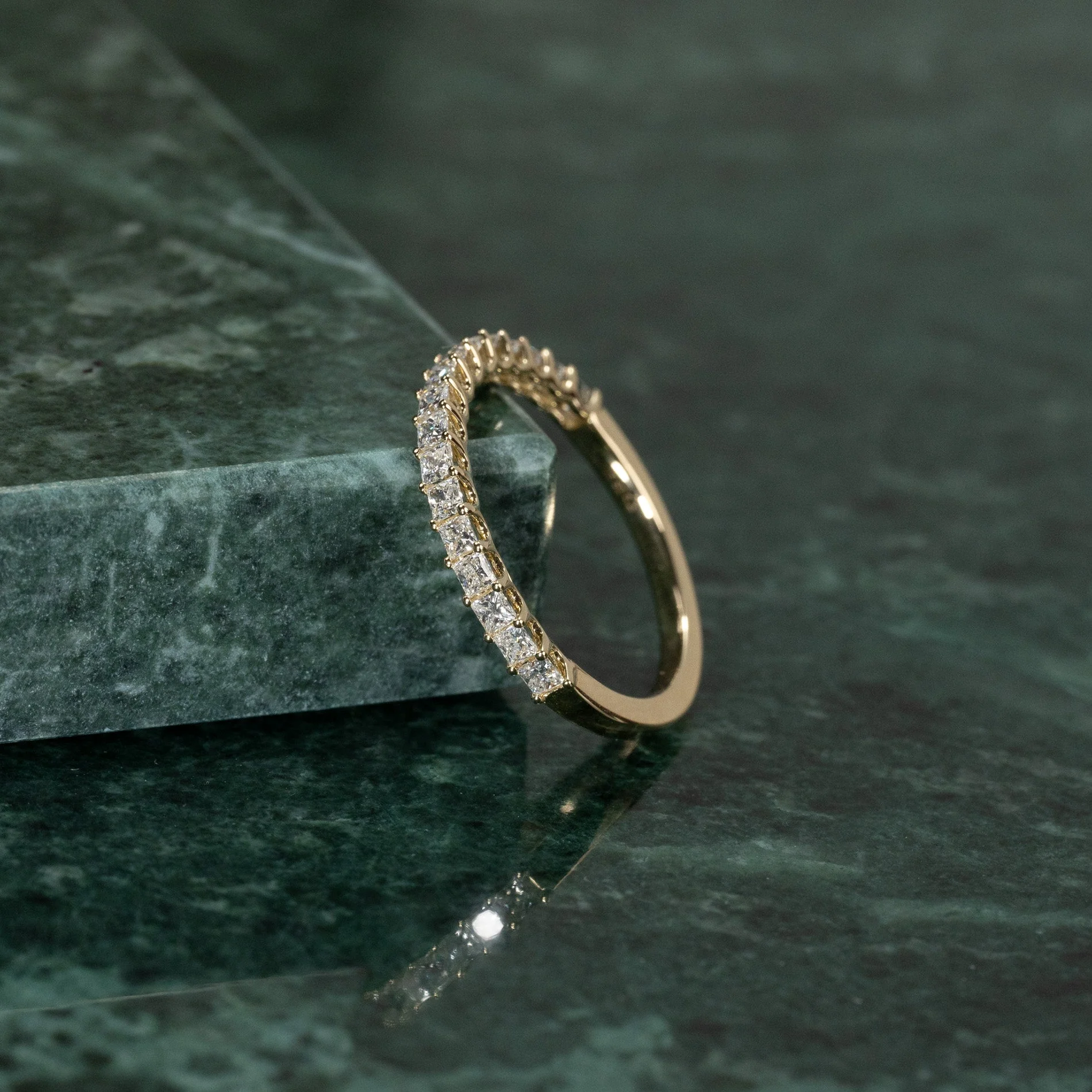 PRINCESS-CUT HALF-ALLIANCE LAB-DIAMOND RING 0.5ct - YG - Image 5