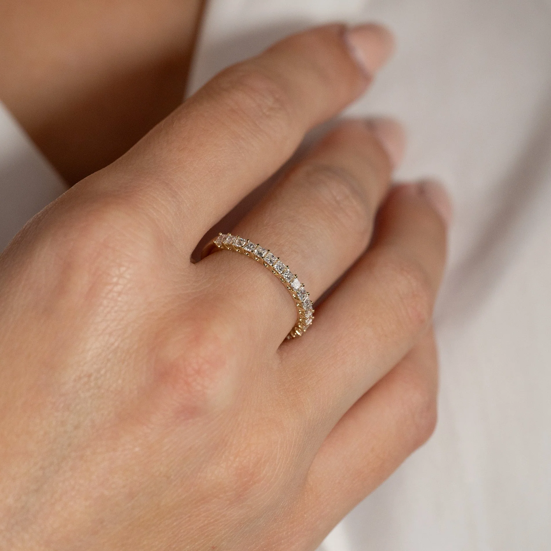 PRINCESS-CUT HALF-ALLIANCE LAB-DIAMOND RING 0.5ct - YG - Image 6