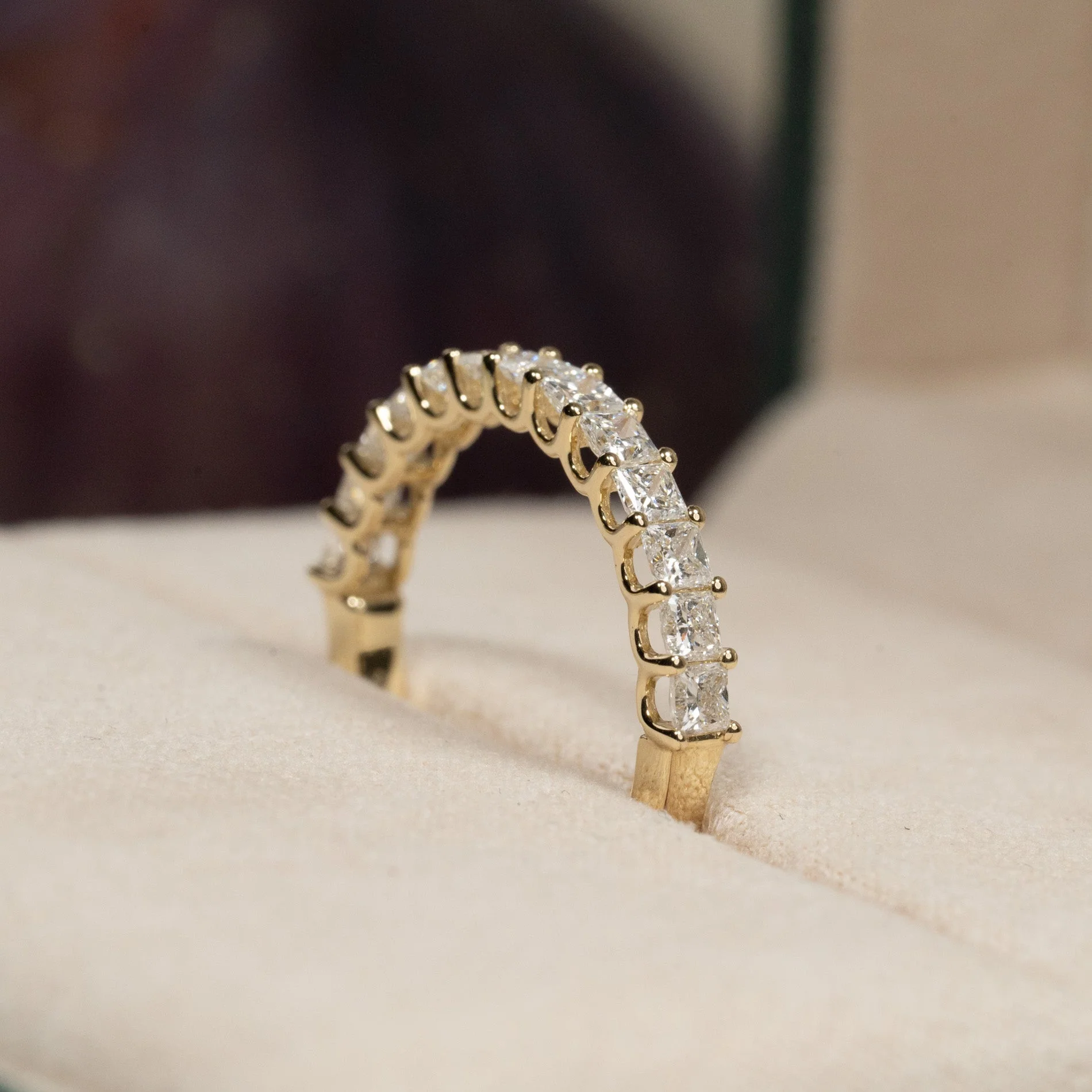 PRINCESS-CUT HALF-ALLIANCE LAB-DIAMOND RING - 1.0ct - YG - Image 3