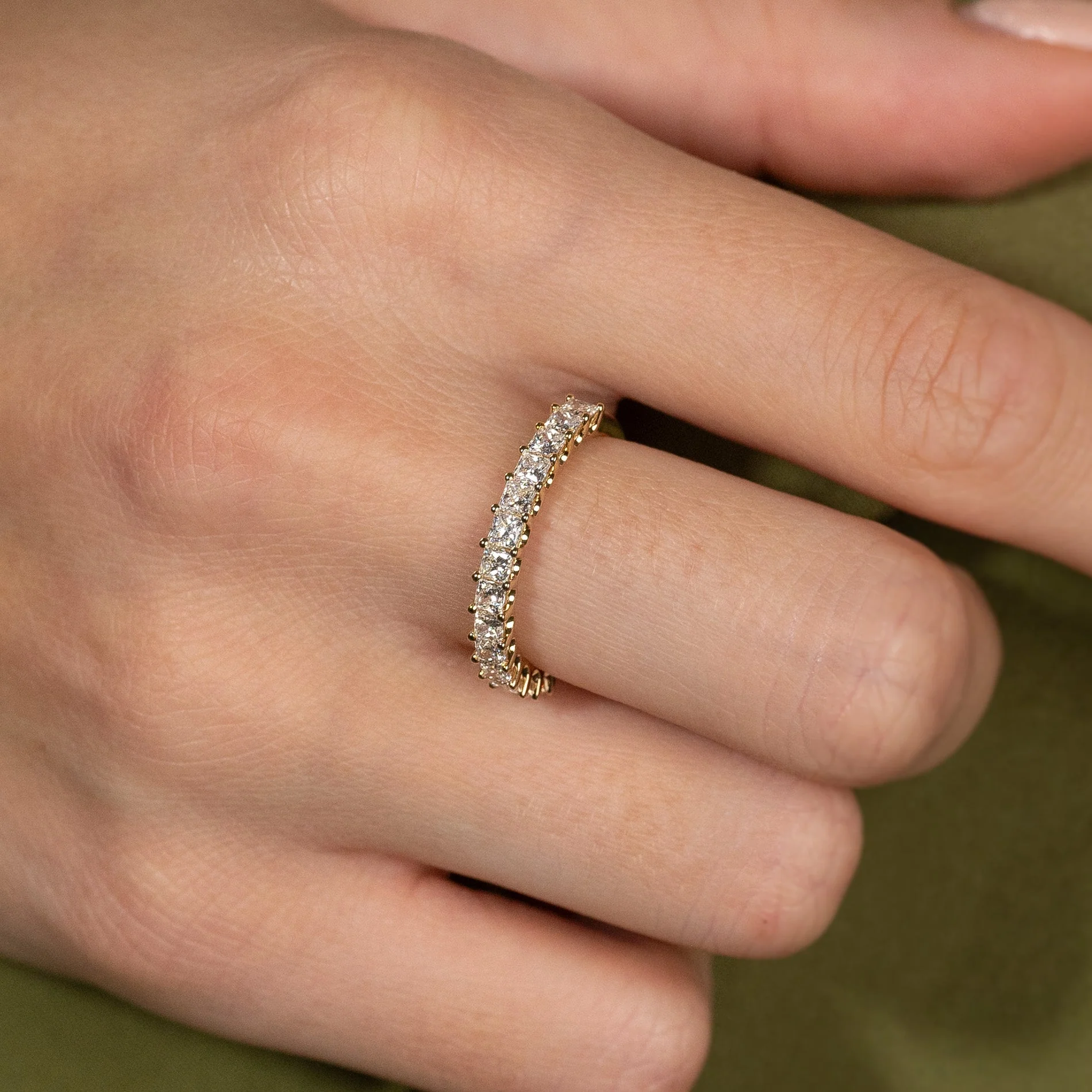PRINCESS-CUT HALF-ALLIANCE LAB-DIAMOND RING - 1.0ct - YG - Image 5