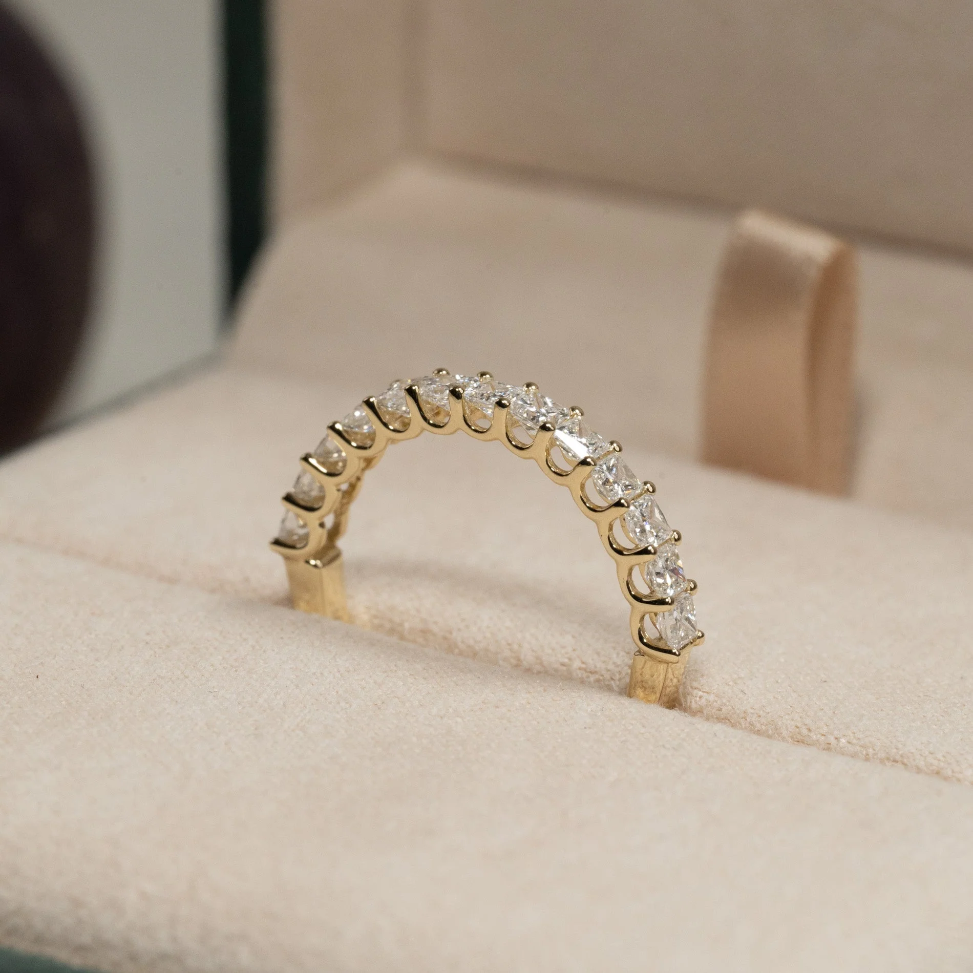 PRINCESS-CUT HALF-ALLIANCE LAB-DIAMOND RING - 1.0ct - YG - Image 7