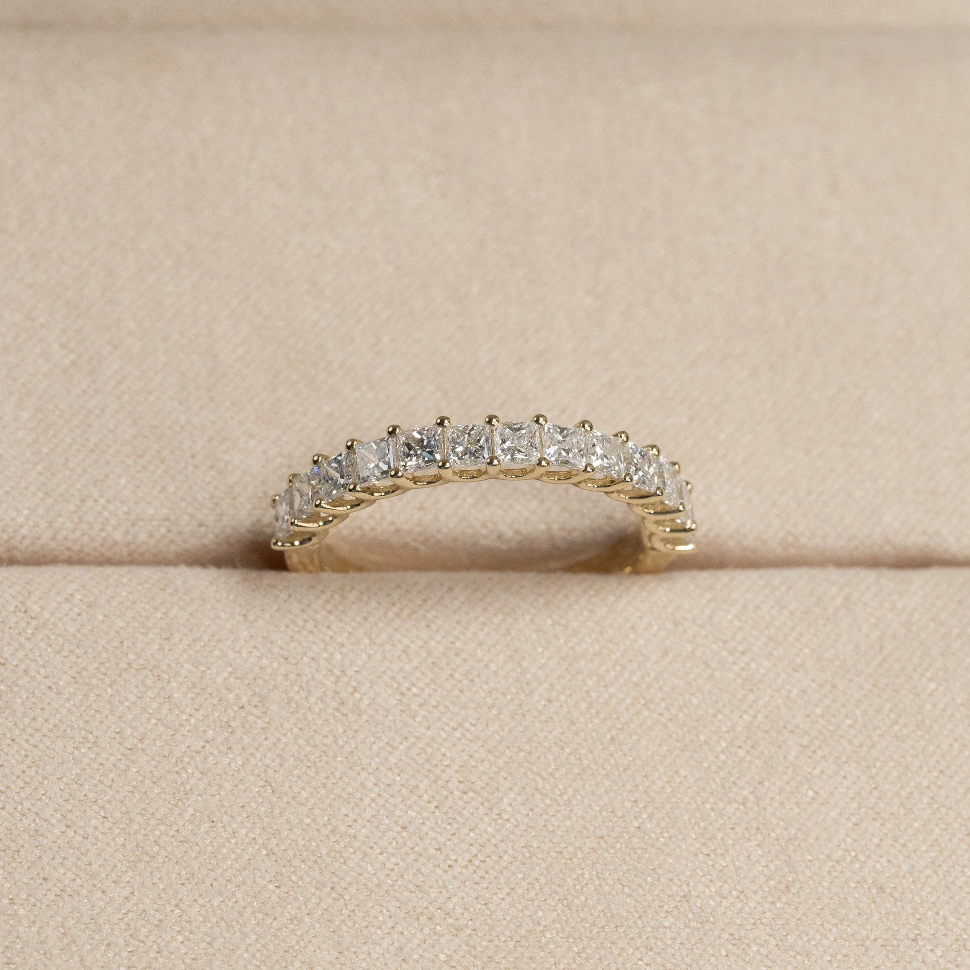 PRINCESS-CUT HALF-ALLIANCE LAB-DIAMOND RING - 1.0ct - YG - Image 8