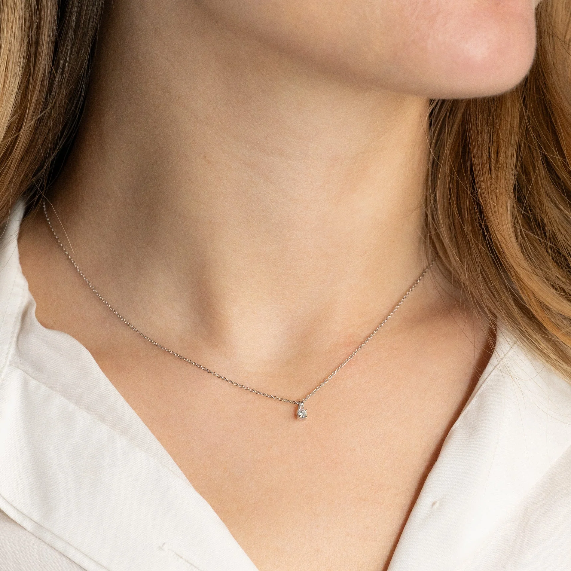 PRONG SOLITAIRE LAB-DIAMOND PENDANT - 0.1ct - WG - Image 3