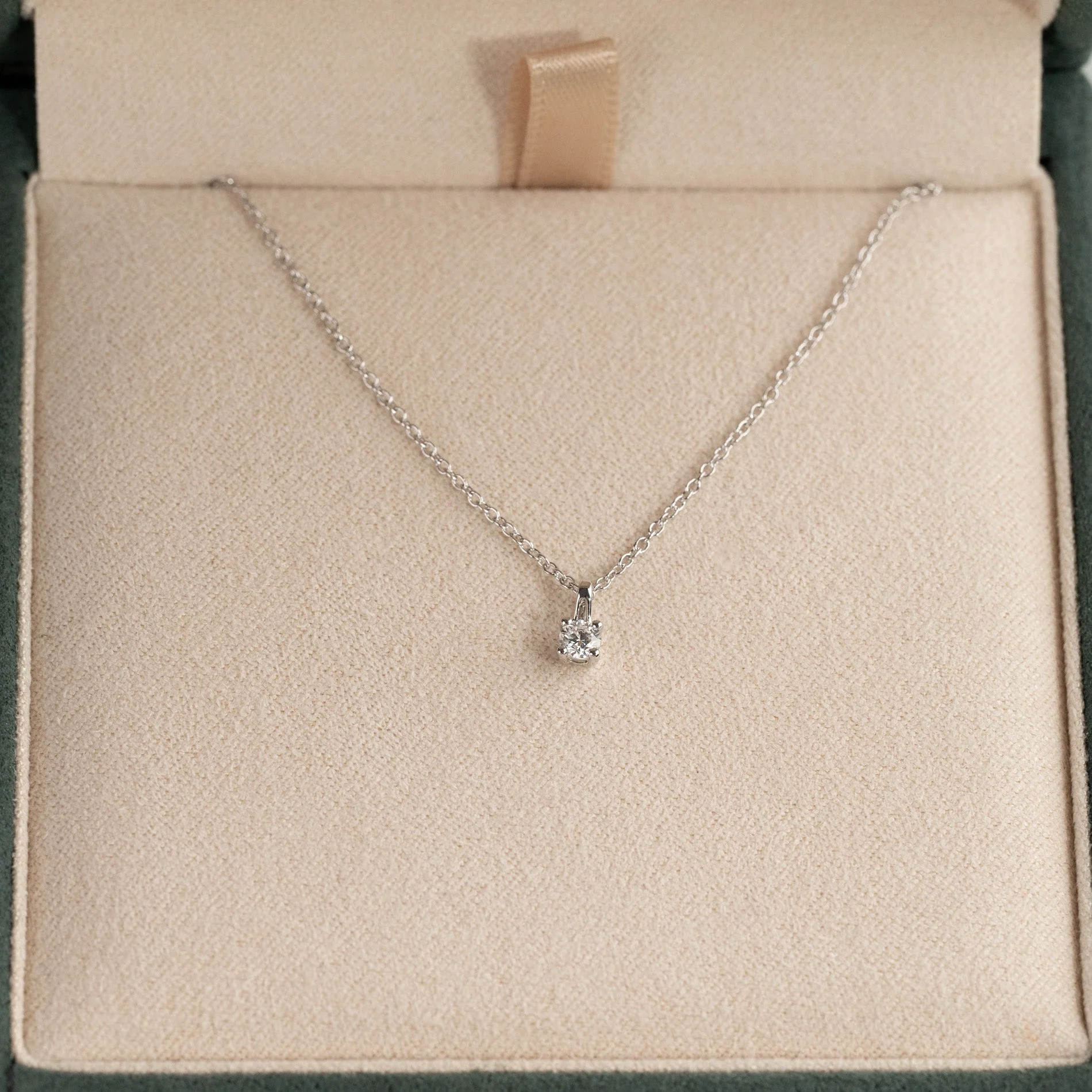 PRONG SOLITAIRE LAB-DIAMOND PENDANT - 0.1ct - WG - Image 5