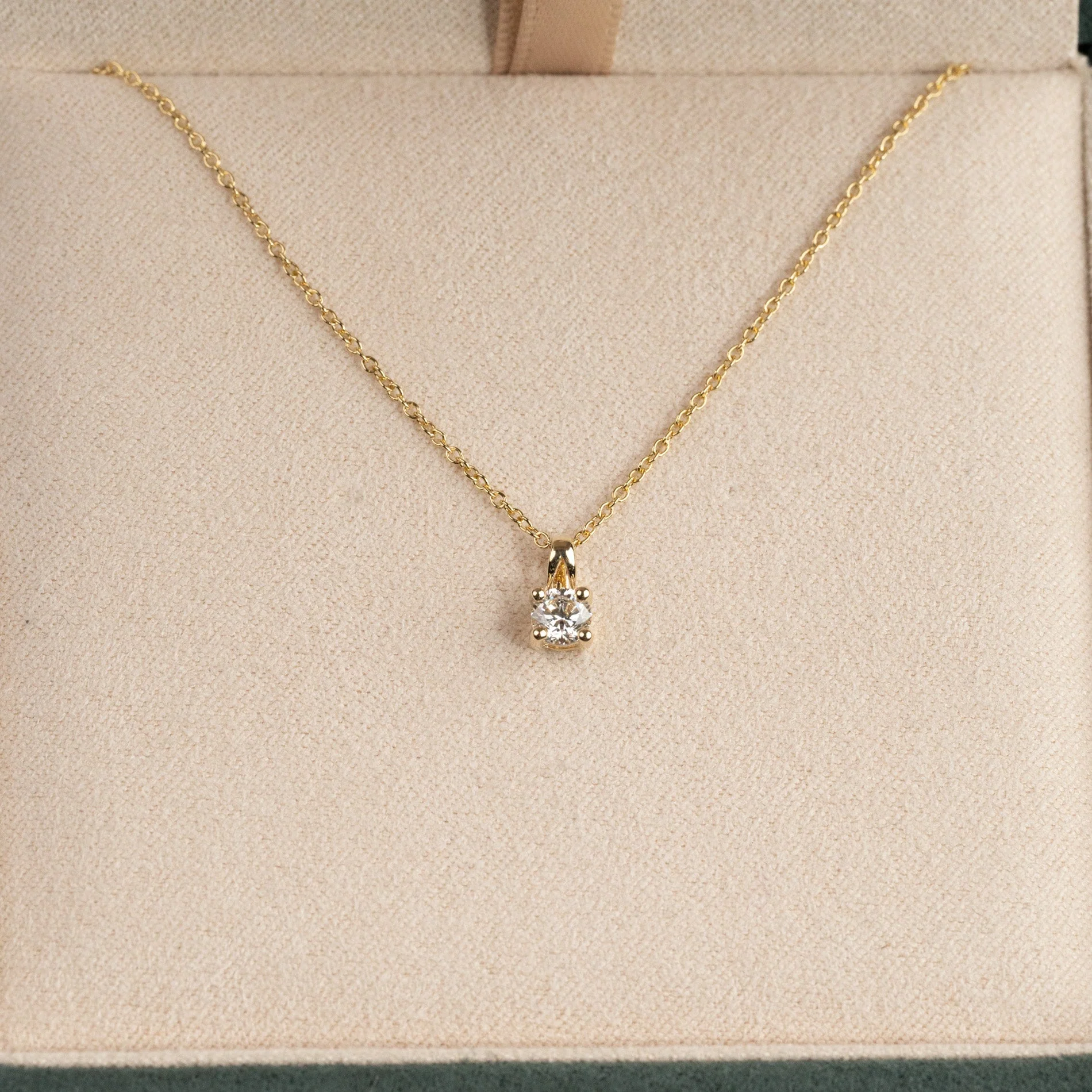 PRONG SOLITAIRE LAB-DIAMOND PENDANT - 0.25ct - YG - Image 3