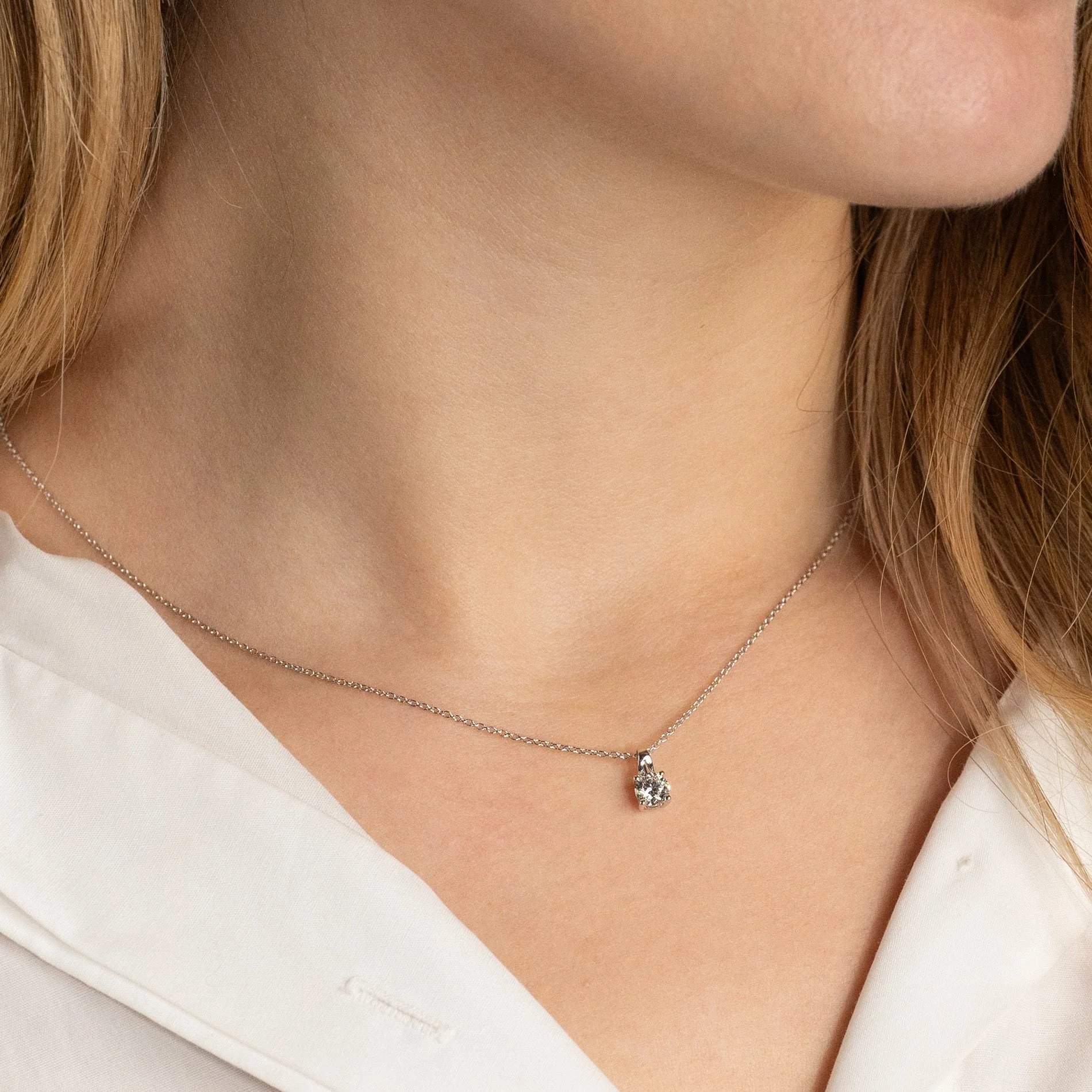 PRONG SOLITAIRE LAB-DIAMOND PENDANT - 0.5ct - WG - Image 2