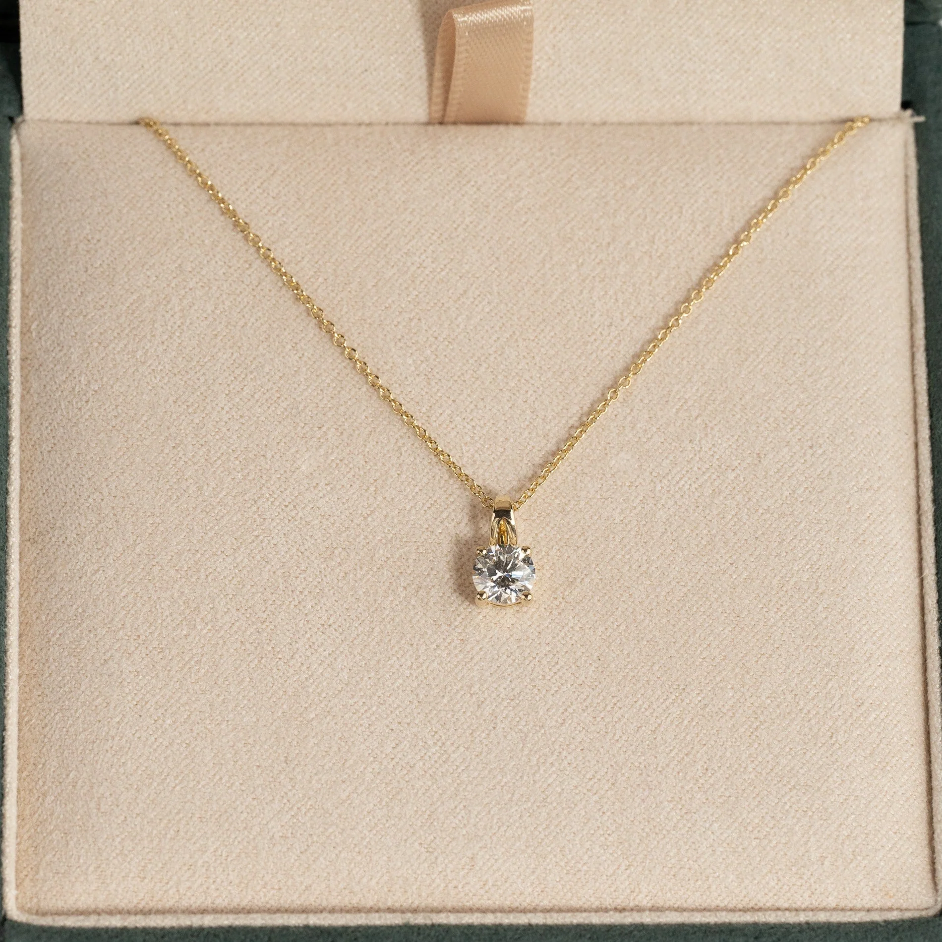 PRONG SOLITAIRE LAB-DIAMOND PENDANT - 0.5ct - YG - Image 7