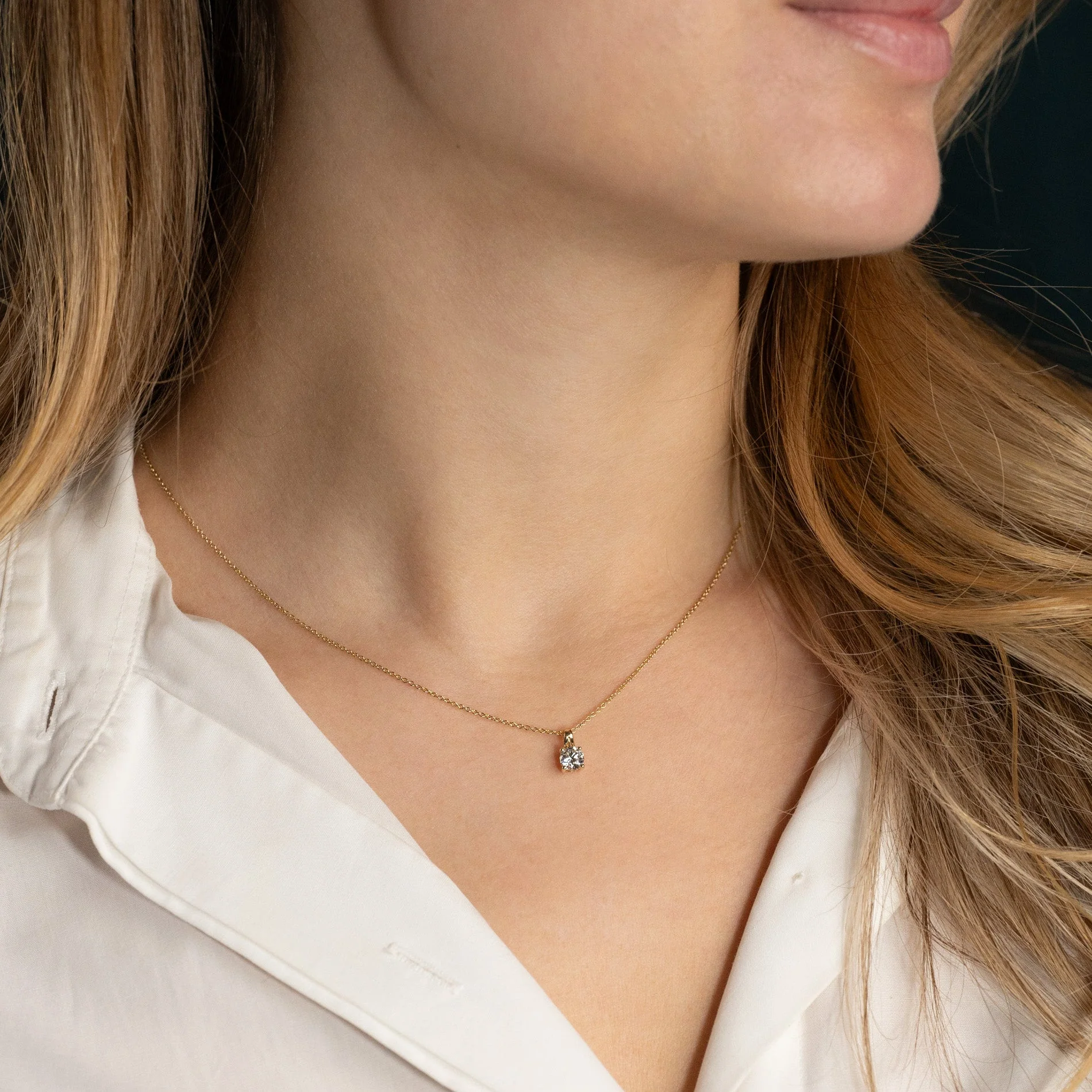 PRONG SOLITAIRE LAB-DIAMOND PENDANT - 0.5ct - YG - Image 9