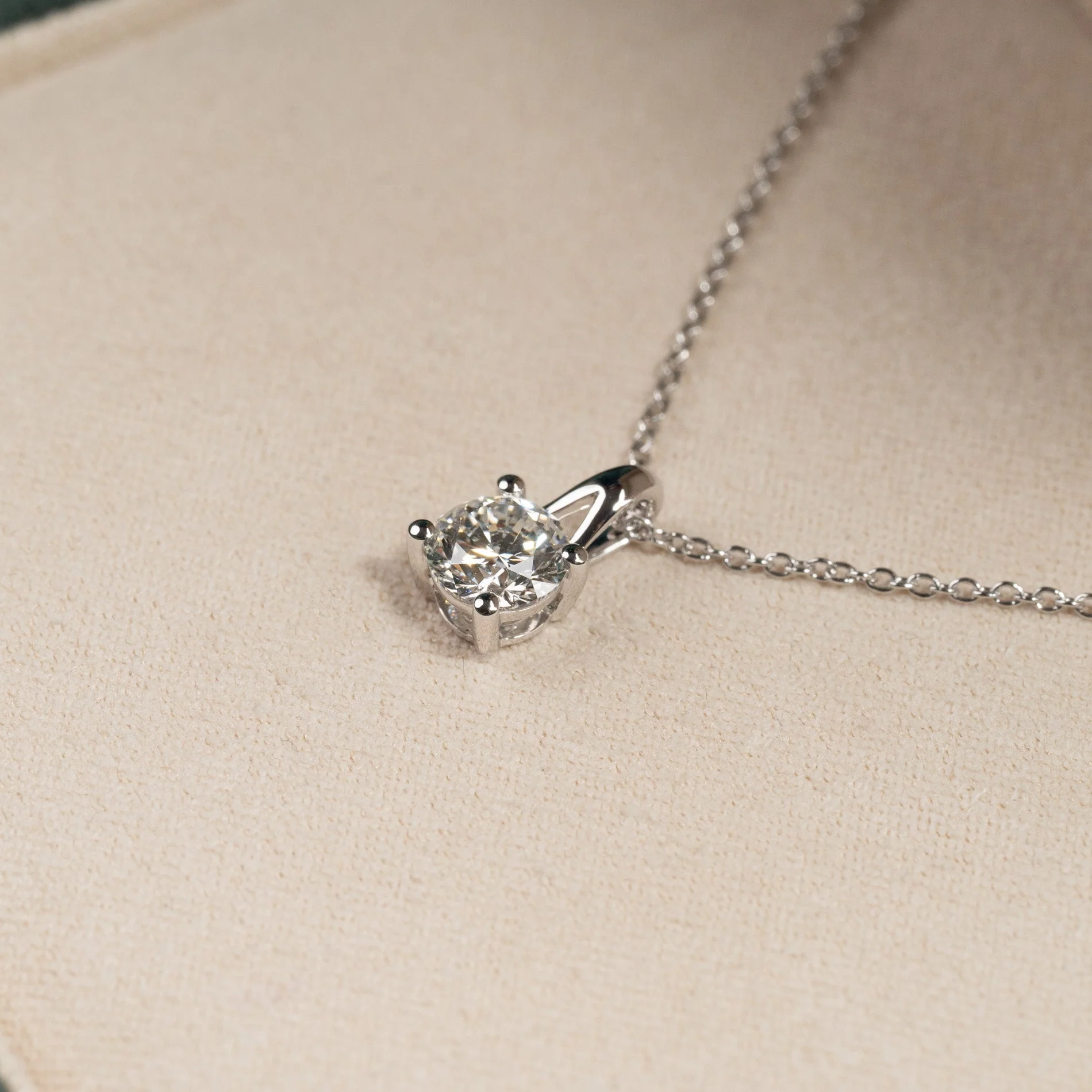 PRONG SOLITAIRE LAB-DIAMOND PENDANT - 0.75ct - WG - Image 4