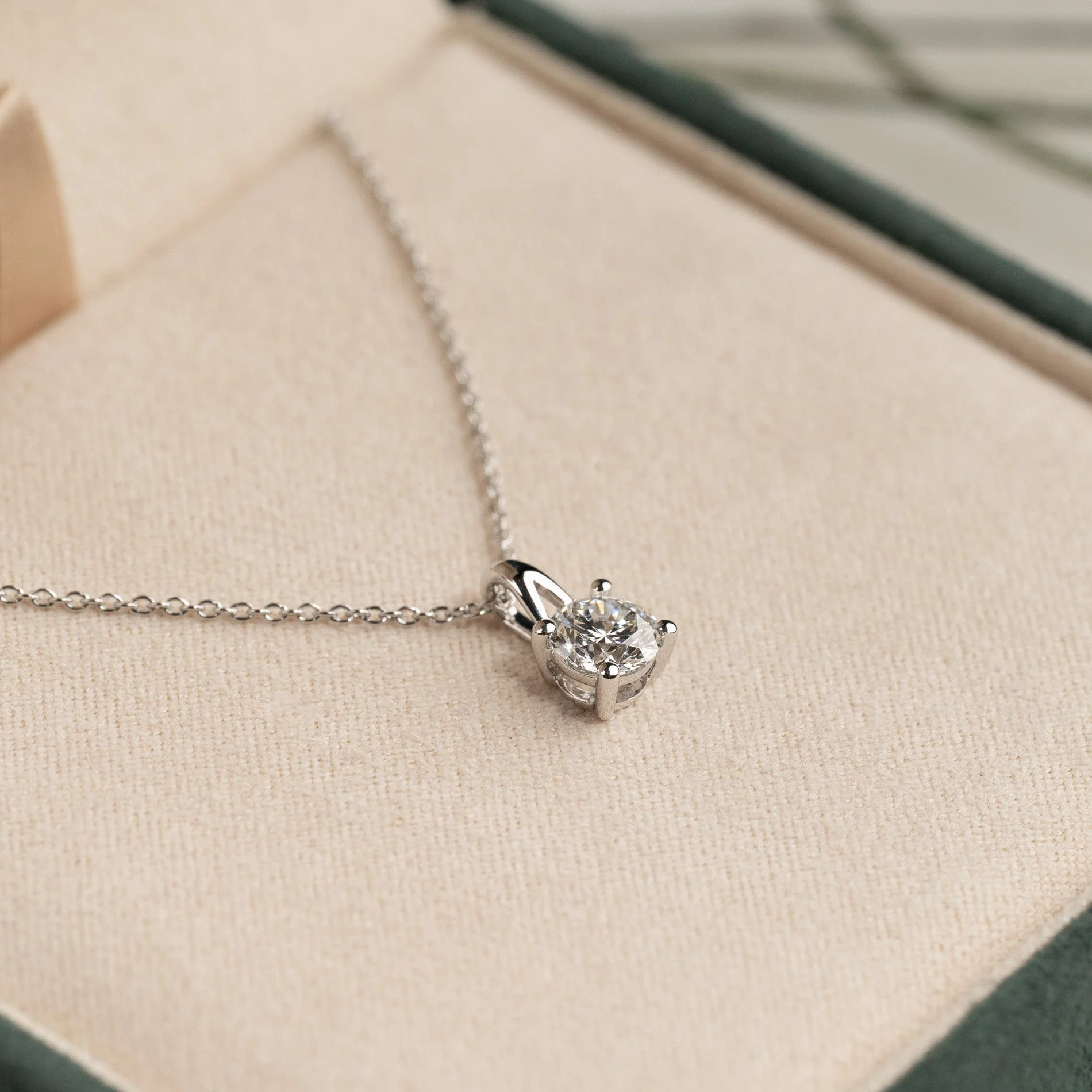 PRONG SOLITAIRE LAB-DIAMOND PENDANT - 0.75ct - WG - Image 5